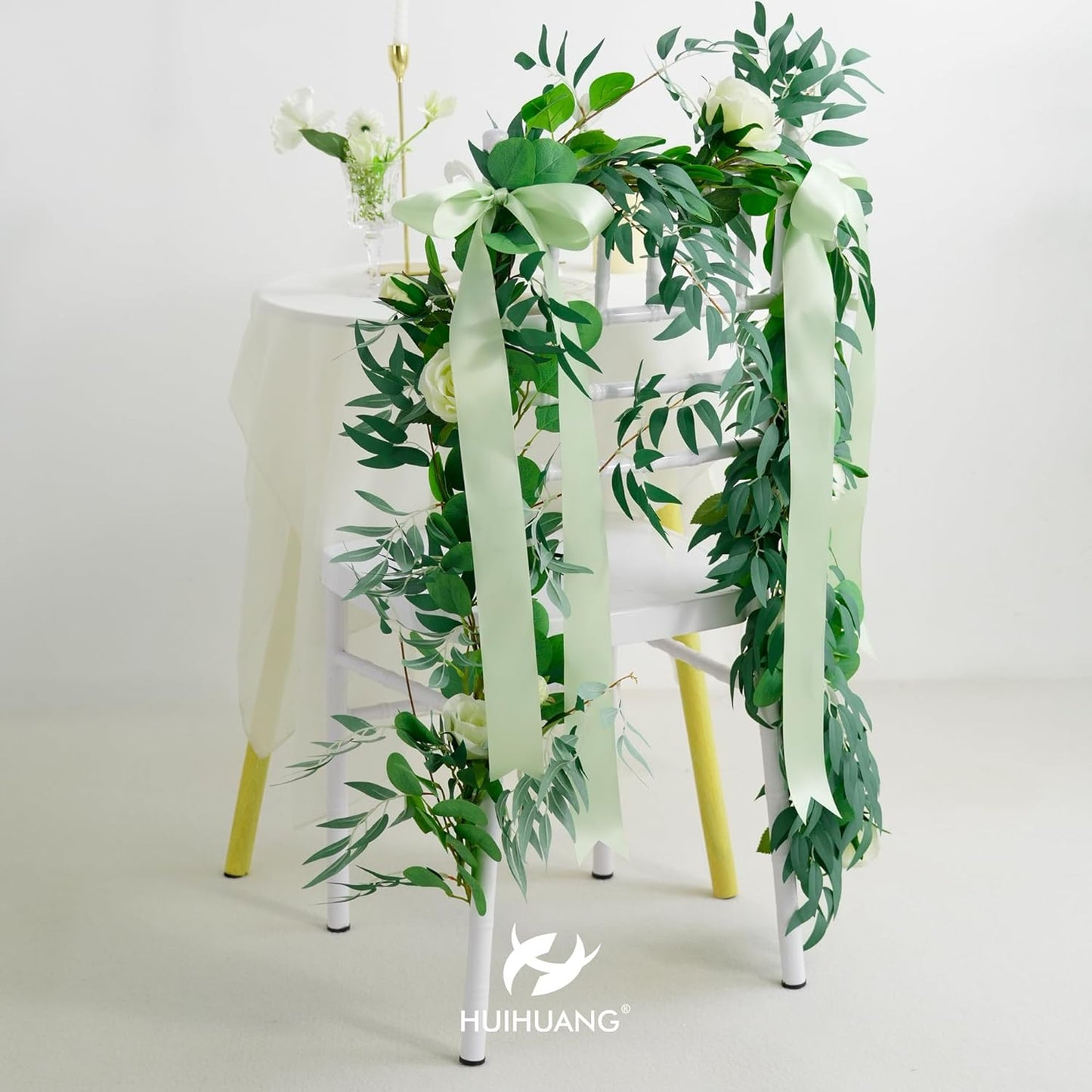 HUIHUANG Seafoam Green Ribbon 2 inch Wide Double Faced Satin Ribbon Pastel Green Ribbon for Gift Wrapping, Bows Making, Flower Bouquet, DIY Crafts, Wedding, Holiday Party Decor -25 Yards/Roll