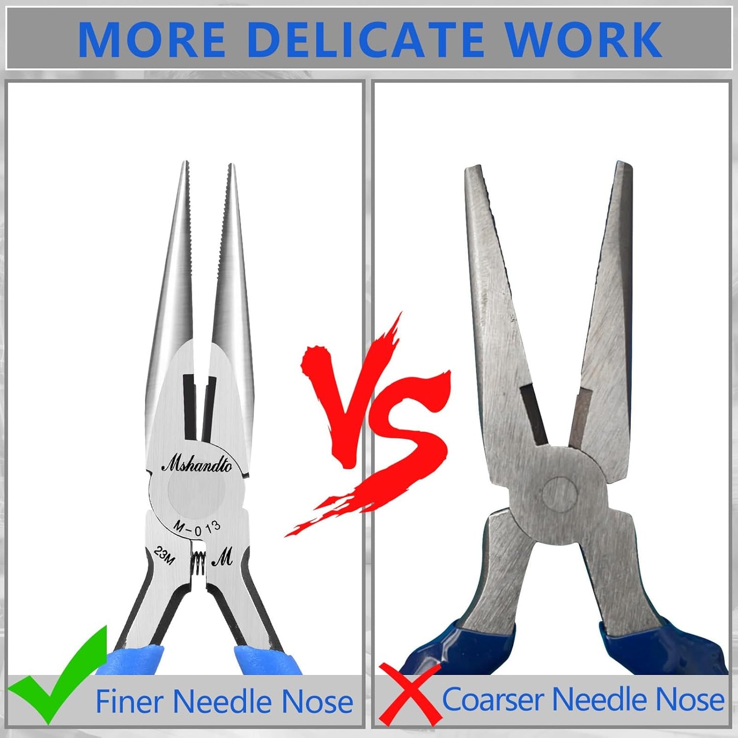 Needle Nose Pliers, mshandto Long Nose Pliers for Wire Bending, High Carbon Steel Needle Nose Plier, Serrated Jaw Pliers for Jewelry Making Electronics Repair Object Grasping Craft Making