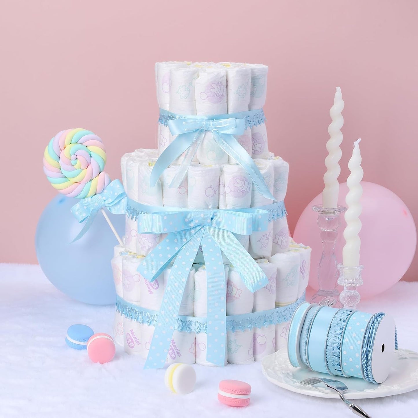 LaRibbons Light Blue Ribbons for Crafts 6 Rolls 28.5 Yards TTL Thin Ribbon for Baby Shower Sewing Gift Wrapping Home Decor