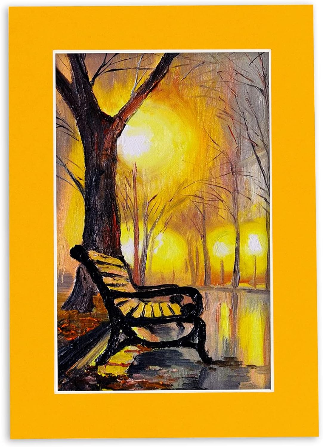 11x14 Mat Bevel Cut for 8.5x11 Photos - Acid Free Golden Orange Precut Matboard With Backing Board and Crystal Clear, Self Seal Photo Mat Bag - For Pictures, Photos, Framing - 4-ply Thickness