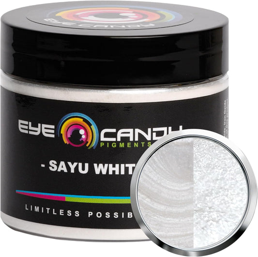 Eye Candy Pigments Premium White Mica Powder - Sayu White (50gr) - for Epoxy, Resin, Soap, Paint, Woodworking, Acrylic Pouring, Bath Bombs, Fishing Lures - DIY Arts and Crafts Additive