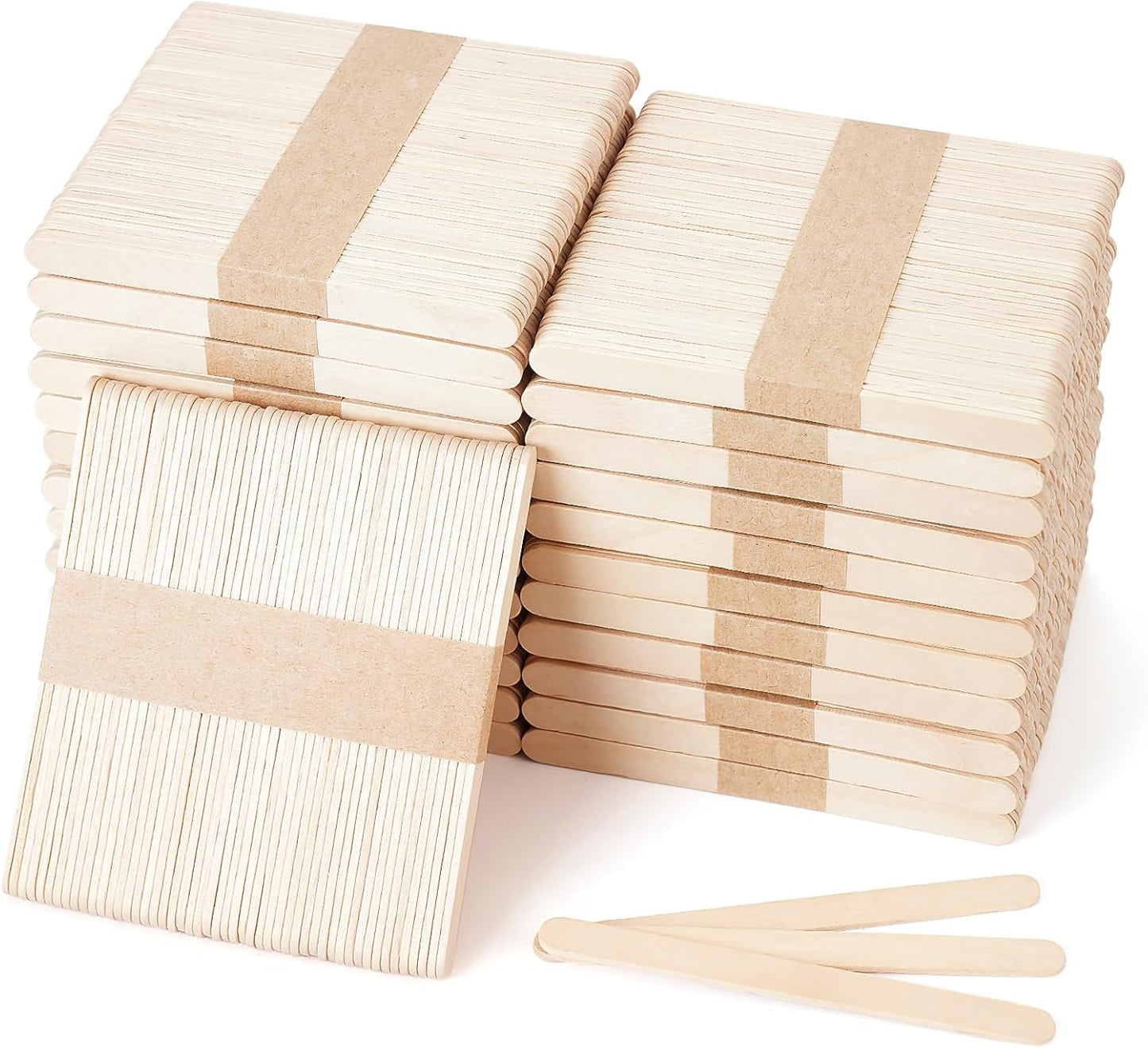 1200 Pieces Wooden Craft Sticks, 4.5 Inch Long Natural Wood Popsicle Ice Cream Sticks for DIY Wood Crafts, Hair Removal and Waxing Supplies, Paint Stirrer, Art Projects and Ice Pop Sticks