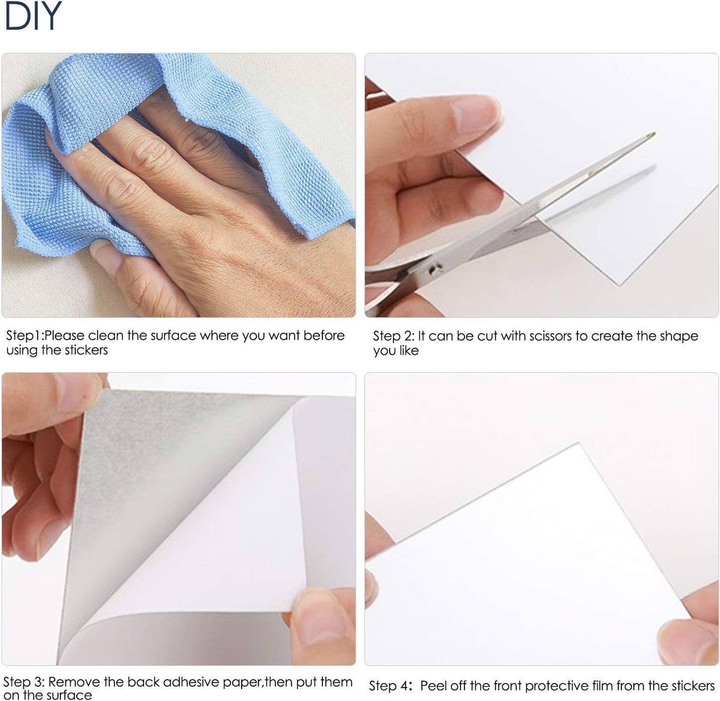 BBTO 20 Pcs Mirror Sheets, 8''x 8'' Self Adhesive Non Glass Cut to Size Mirror Stickers Tiles, Safe Unbreakable Plastic Small Frameless for Classroom, Childroom & DIY Craft