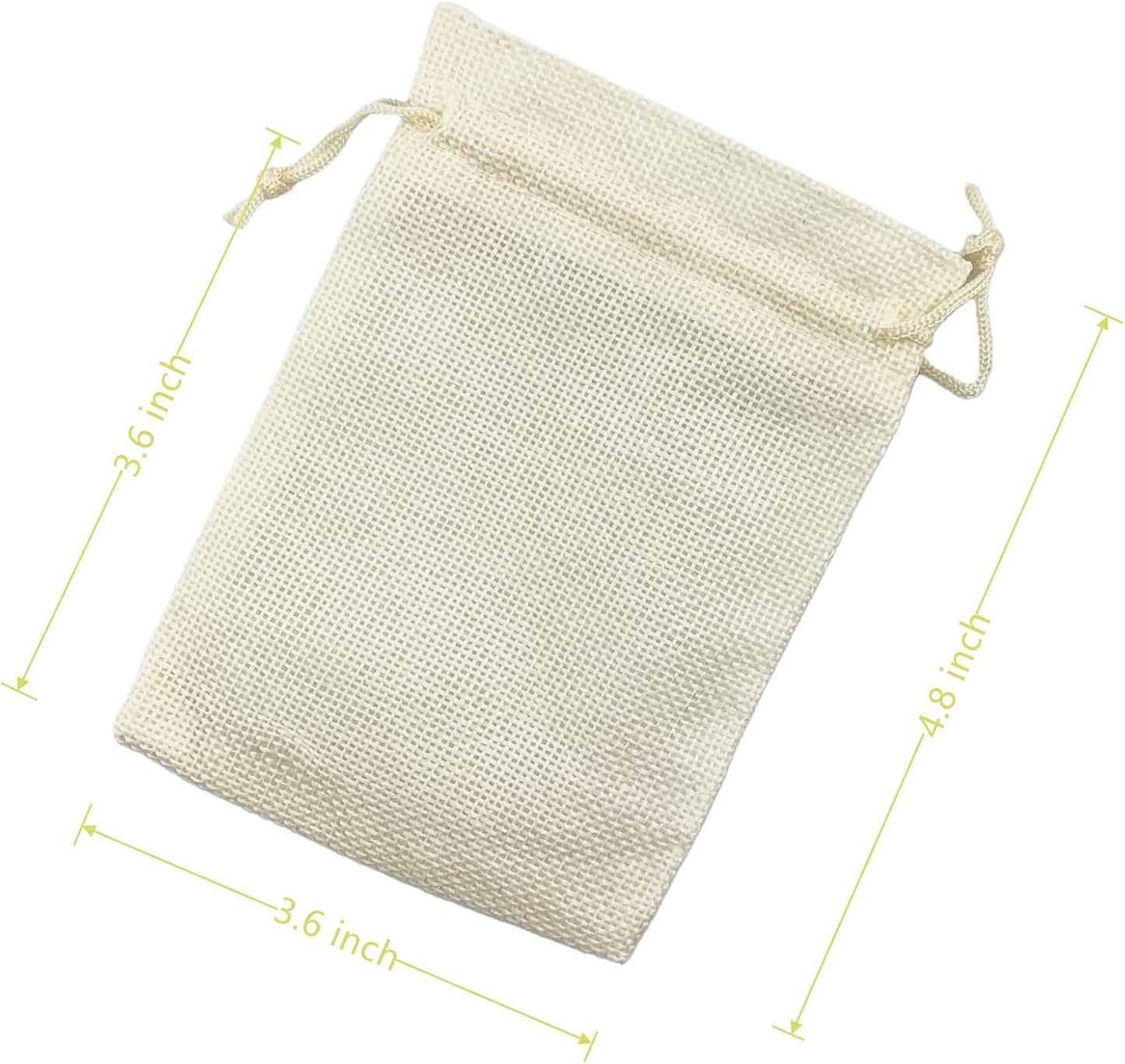 Palmhomee Pack Of 25 Burlap Gift Bags with Drawstring Linen Jewelry Pouches Wedding Hessian Jute Bags for Birthday Jewelry and Treat Pouches Party Wedding Favors Gift Art and DIY Craft   (3.6x4.8 Inch, Cream)