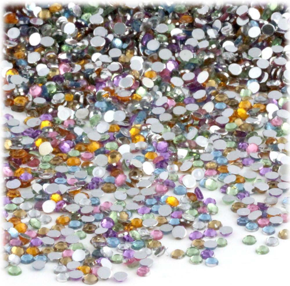 The Crafts Outlet 5-PK Set (7,200-Piece), Round 3mm Rhinestones, Flatback, Blue Tones