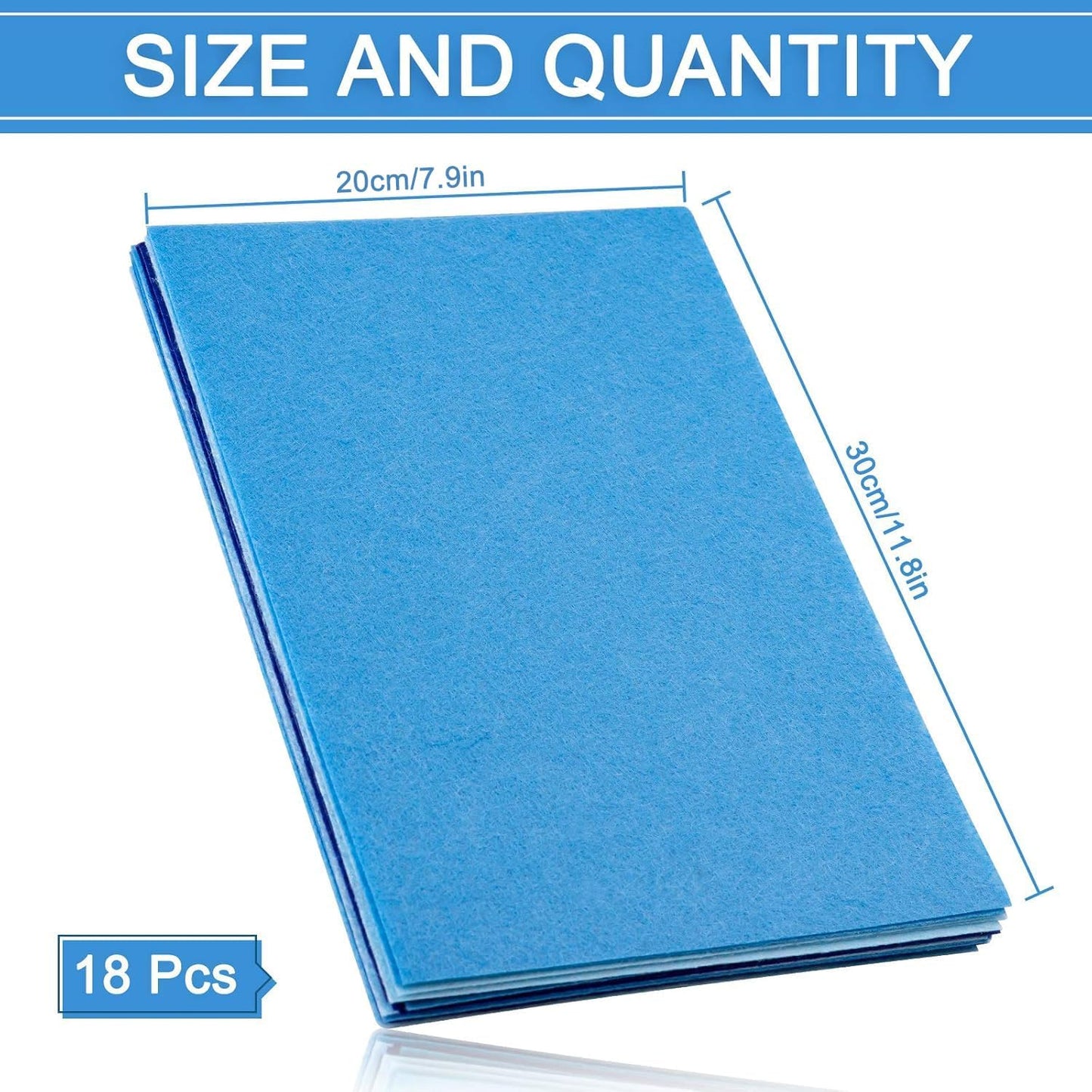 Whaline 18Pcs Felt Fabric Sheets Assorted Blue Craft Felt Pack for Winter Xmas DIY Craft Sewing Patchwork Art Projects, 3 Colors, 7.9 x 11.8 Inch