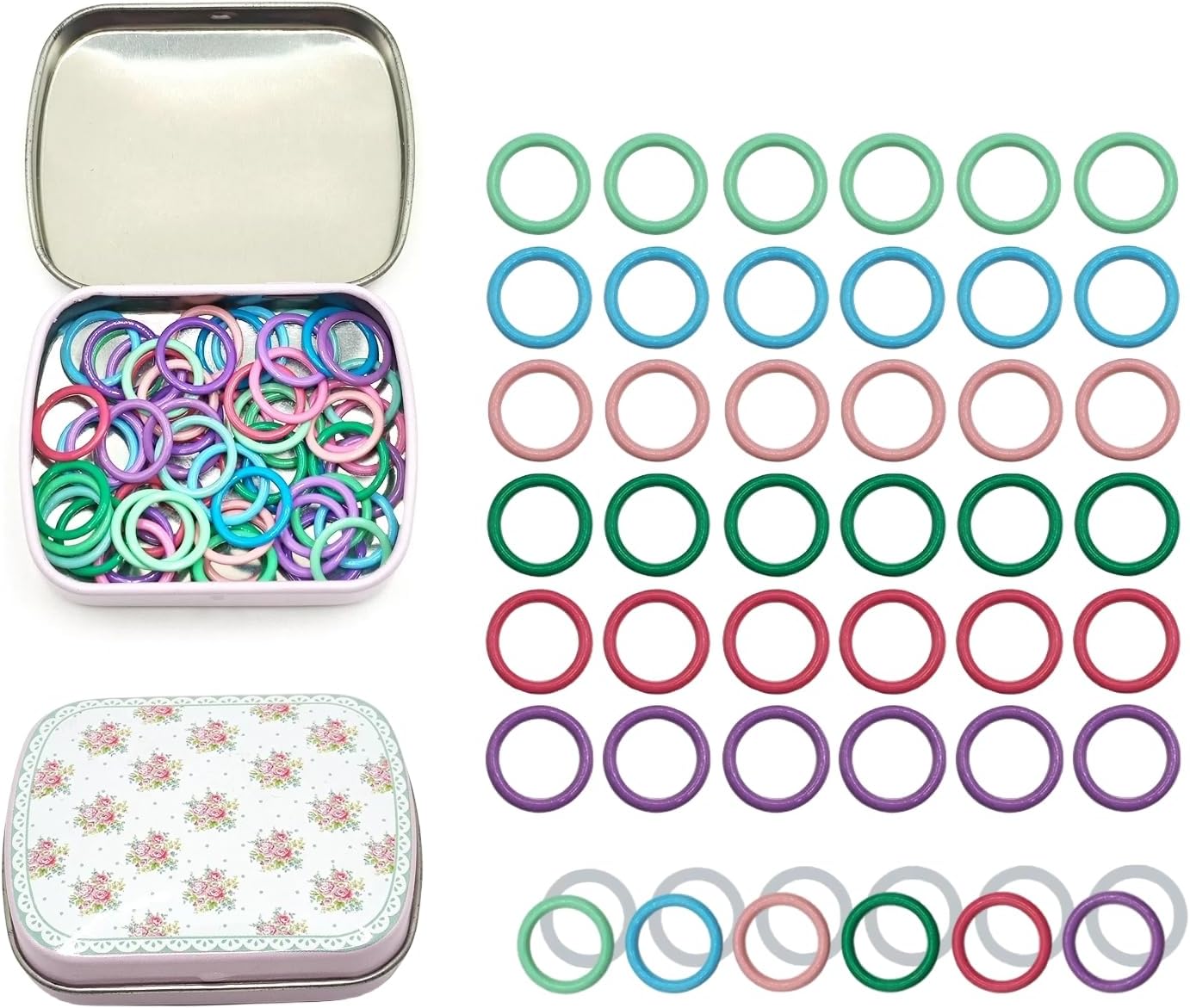 Metal Round Stitch Markers,Colorful Crochet Stitch Markers,Knitting Stitch Markers with Storage Case,Crochet Gift for Knitting Weaving Lovers (Round)