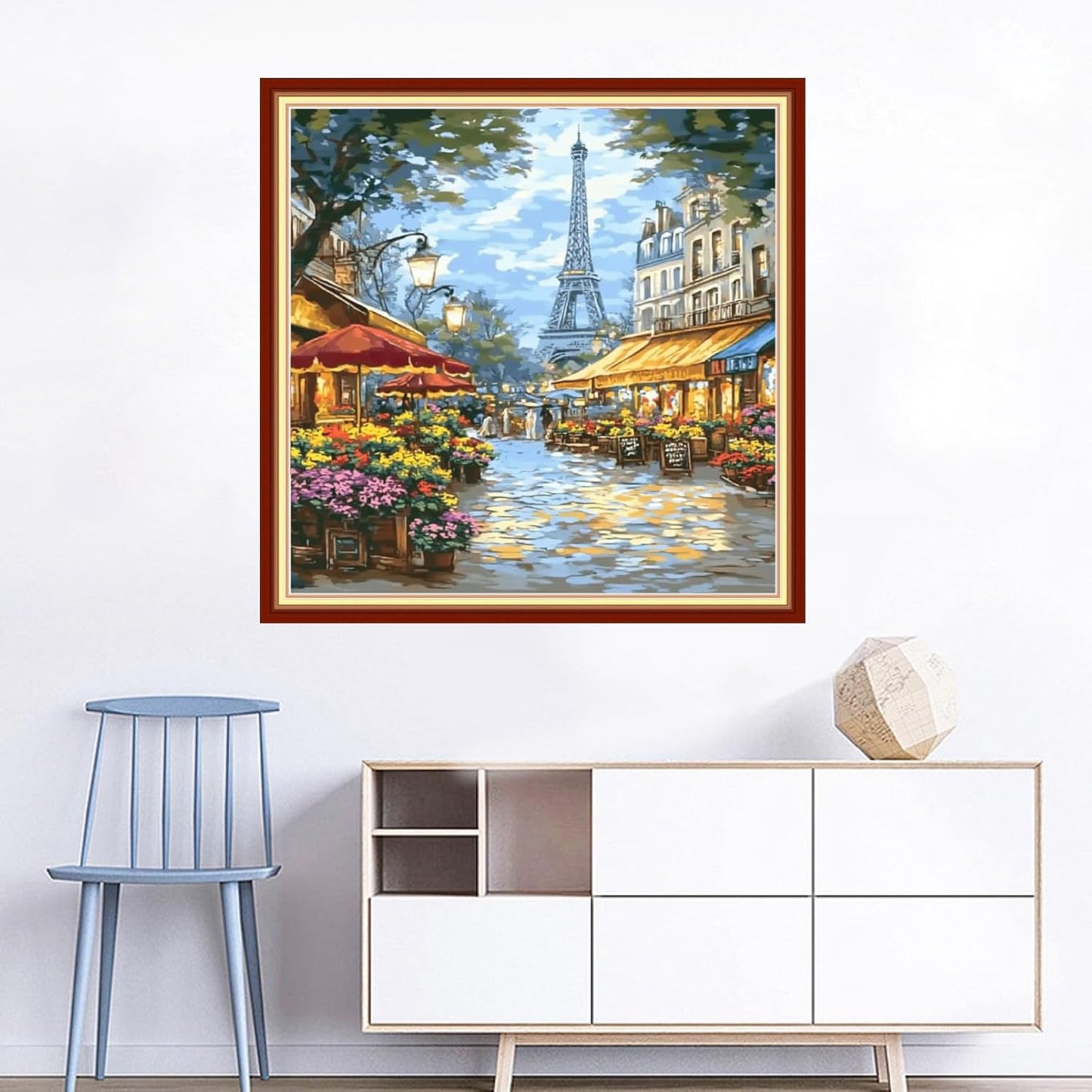 Joyhoor Cross Stitch Kits for Beginners Stamped Cross-Stitch Supplies Needlework preprint Embroidery Kits for Adults DIY Needlepoint Kits Embroidery Patterns 11CT-Street Eiffel Tower 18x18 inchs