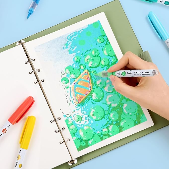 Arrtx 36 Colors Acrylic Paint Pens for Rock Painting, Brush Tip Acrylic Pen, Acrylic Markers, Waterproof Paint Marker, Art Supplies for Stone, Glass, Egg, Wood, DIY Crafts