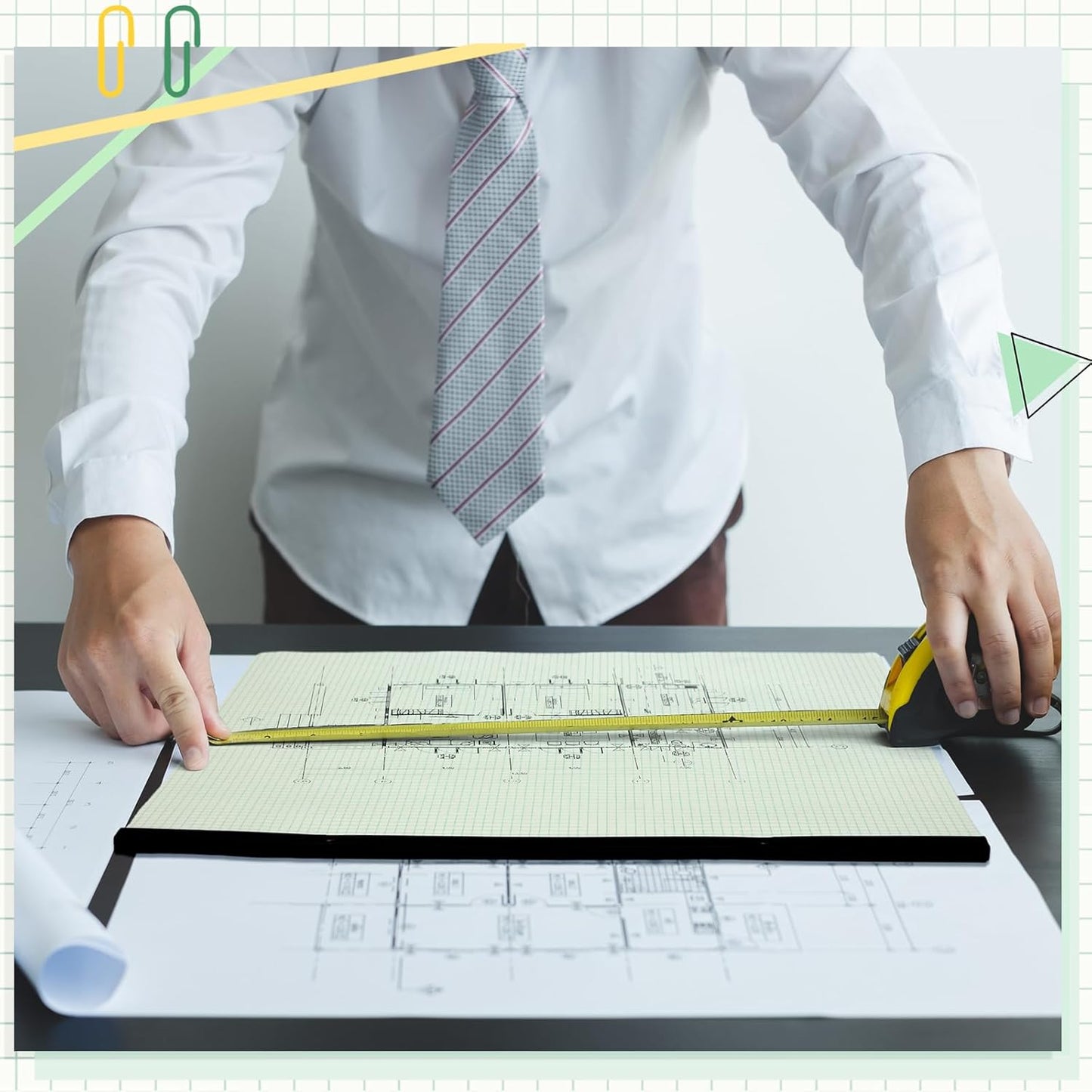 2 Pcs 22 x 17'' Large Engineering Paper Pad 4" x 4" Graph Paper Pad for Blueprint Drawings Drafting Paper Sketching Engineering Pad for Engineer Architect Designer Mathematician(Green Beige)