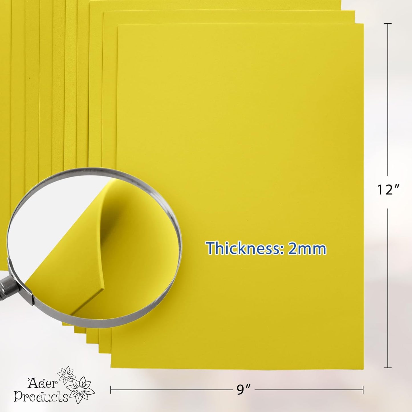 Yellow EVA Foam Sheets for Crafts, 9 x 12 Inch, 2mm Thickness, 15 Pack – Ideal for DIY Arts and Crafts, Foam Paper for Kids, Cosplay and Costumes