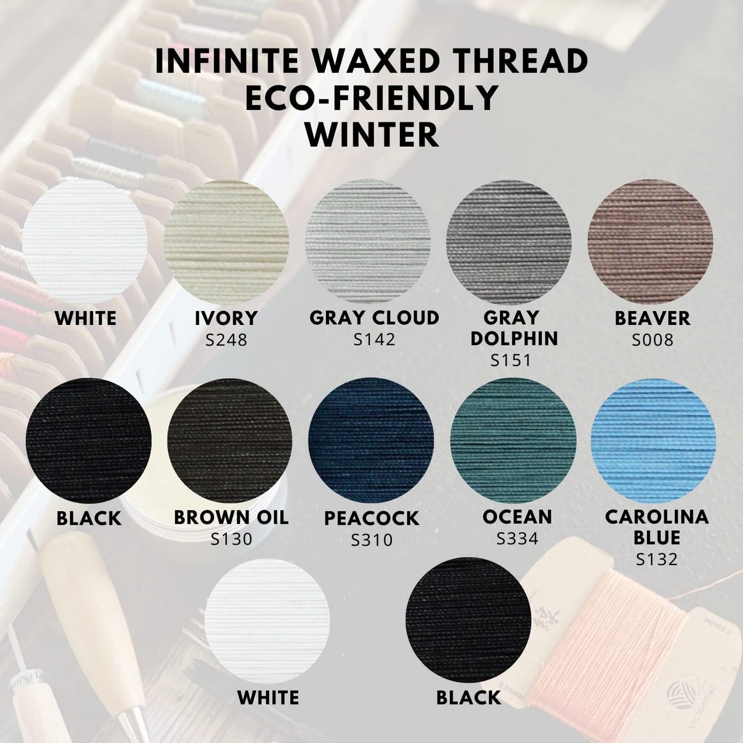 3-Ply Round Waxed Thread, 12 Colors, 252 Yards - Hand Sewing, All Leather Projects/Upholstery Thread, Macrame/Bracelet (0.55 mm, 21yd/Each)