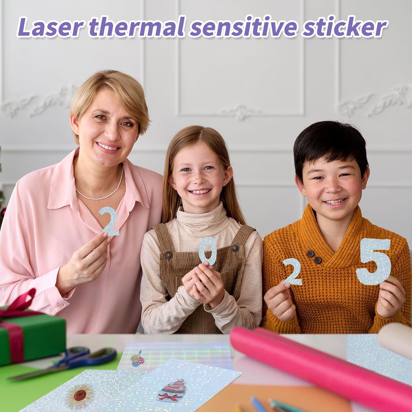 Printable Holographic Sticker Paper,20 Sheets 11 x 8.5''five-pointed star Printable Waterproof Sticker,Rainbow Vinyl Sticker for Inkjet or Laser Printer