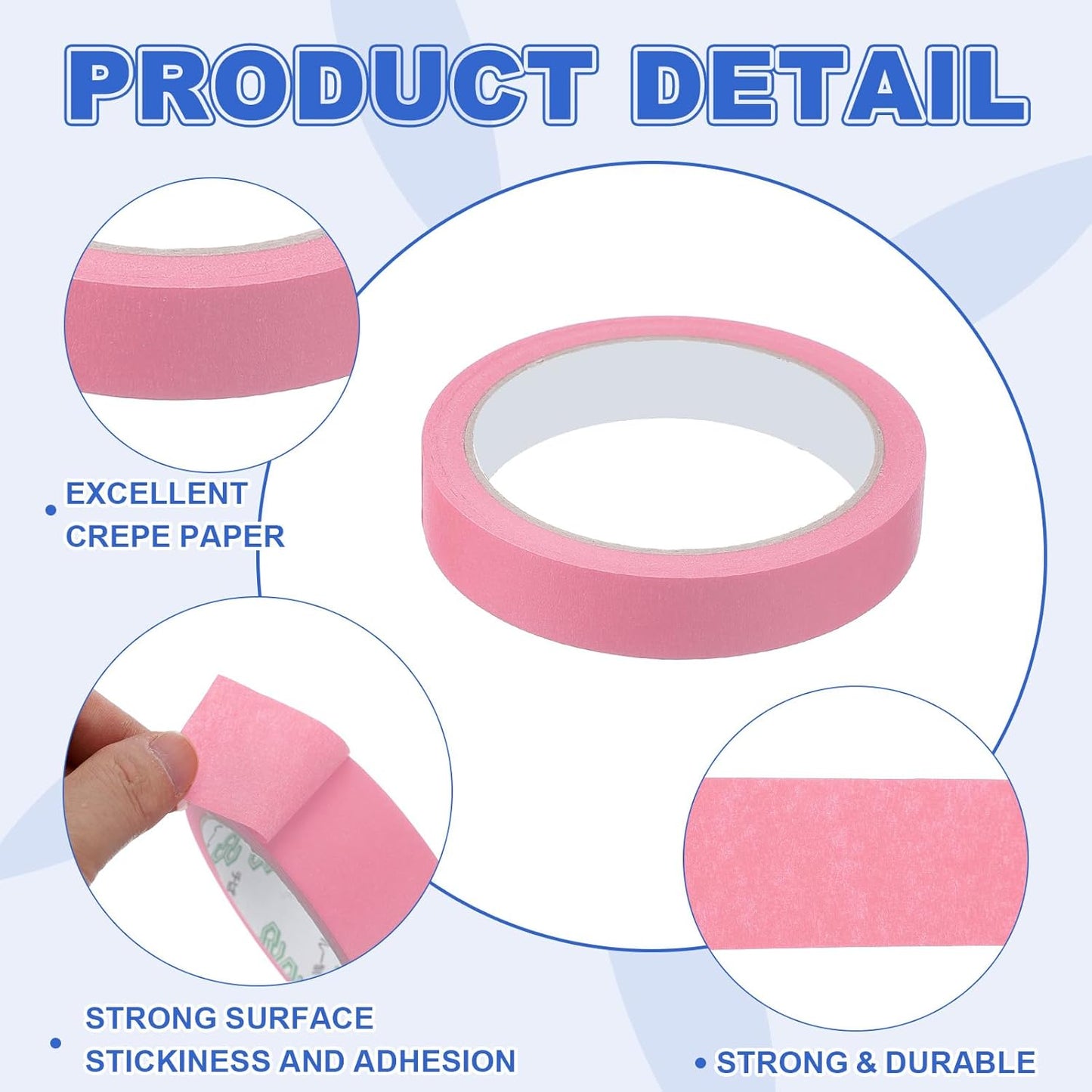MECCANIXITY Masking Tape 0.7 Inch x 21 Yard Painter's Tape Pink Paint Tapes for DIY Crafts Arts Drawing Decoration Labeling Car Painting Artist Teachers, Pack of 6