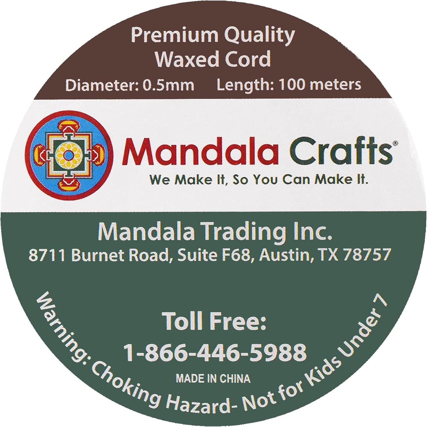 Mandala Crafts 0.5mm 109 Yards Brown Cotton Waxed Cord for Jewelry Making Bracelet Cord Waxed String - Beading String Thread Jewelry Cords for Necklaces String