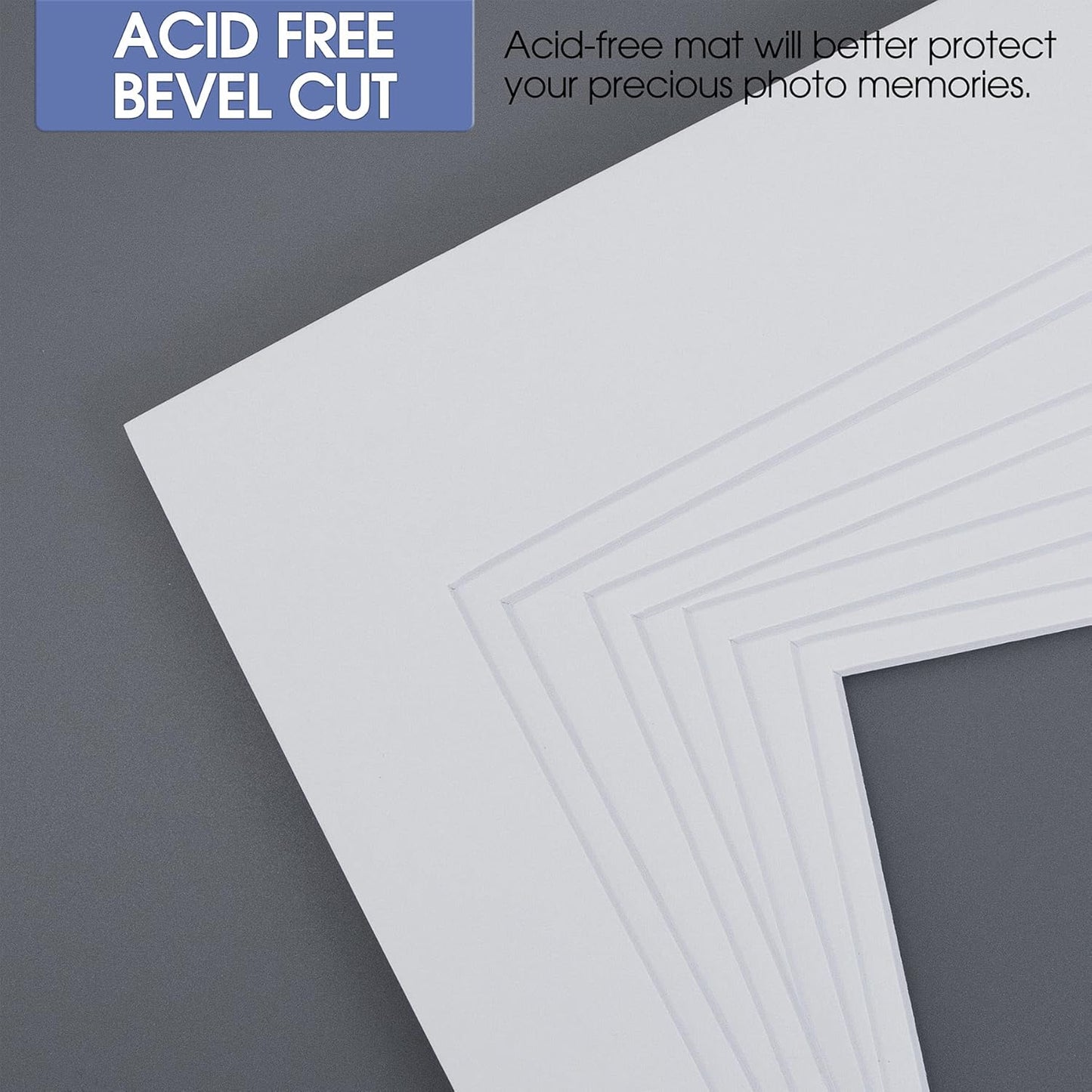 Golden State Art, 11x14 Double Mats for 8x10 - for Photos, Pictures, Frames - Acid-Free, 5 Pack, White Over White