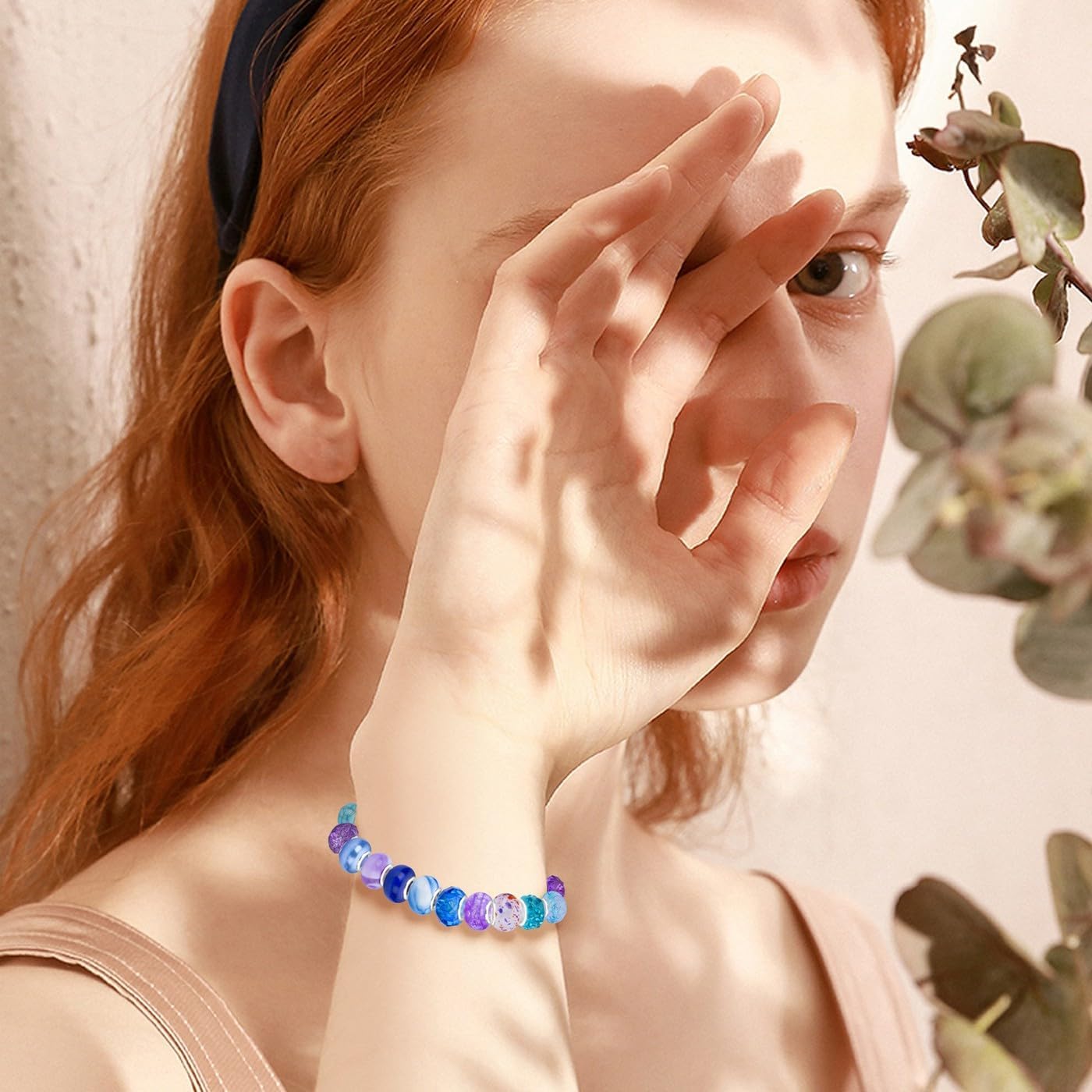 LAIDANLA 150pcs 15mm European Large Hole Beads Bulk for Bracelet Pens Jewelry Making Spacer Charms Craft Beads Decoration (Purple, Lake Blue, Blue)