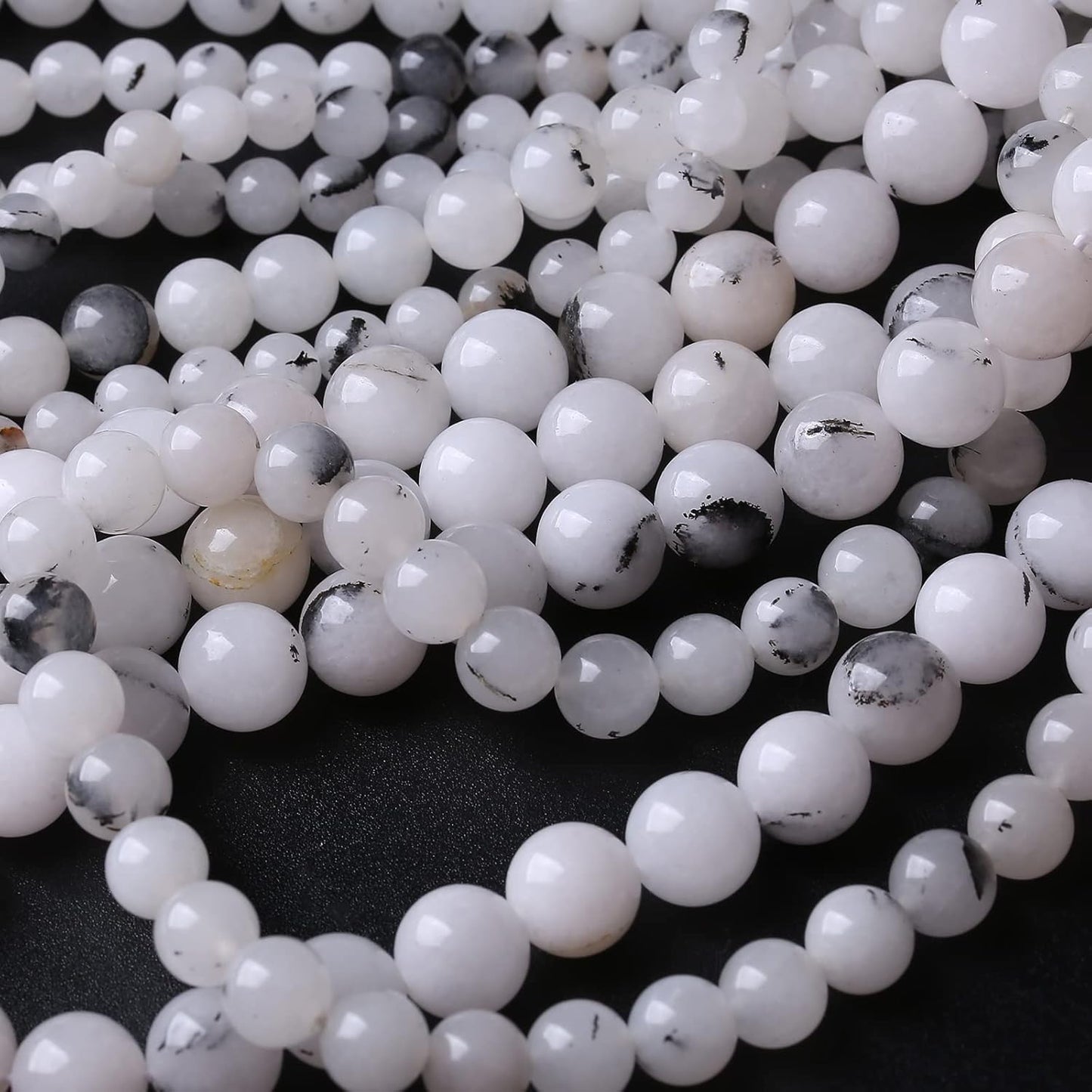 90PCS 4MM Black Rutilated Quartz Beads Round Loose Stone Beads for Jewelry Making DIY Energy Stone Healing Power Bracelet 15"