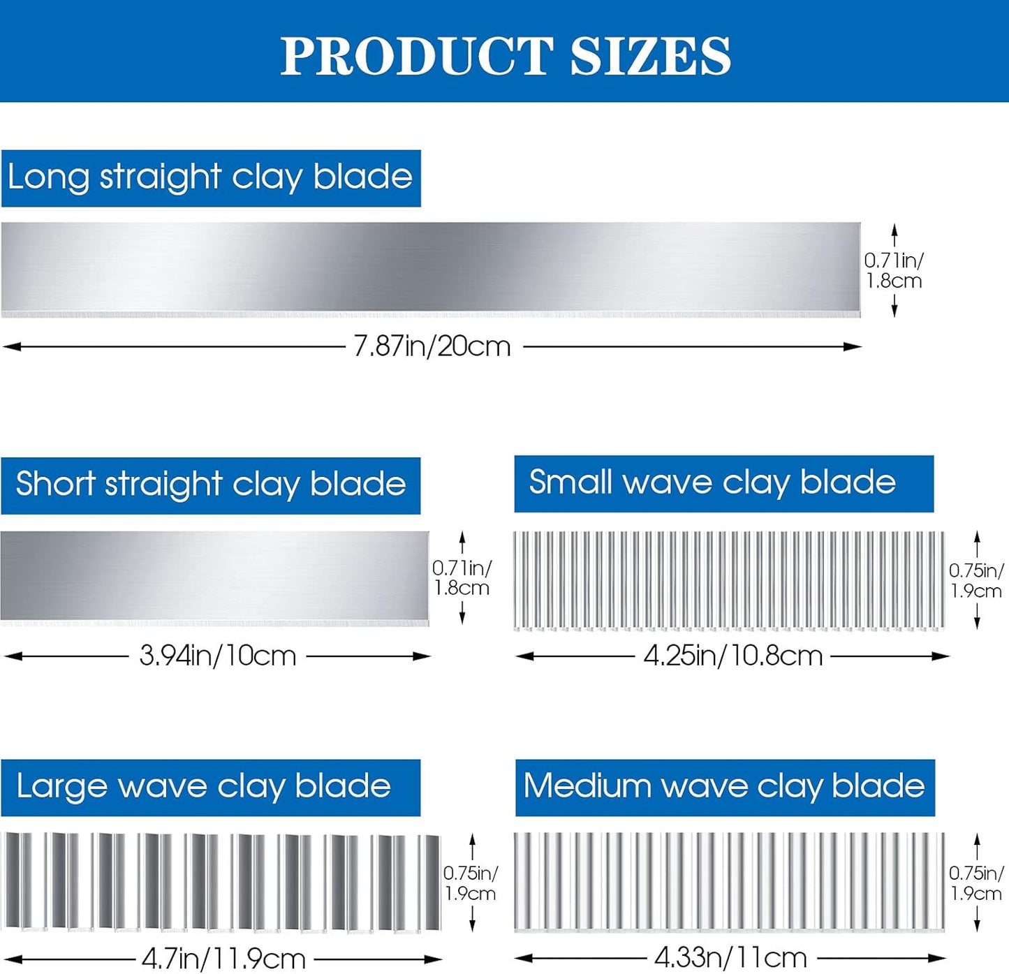 Honoson 10 Pieces Flexible Polymer Clay Tissue Blade Cutters Slicer Carbon Steel Polymer Clay Cutting Slicing Tools for Blade DIY Shaping Modelling Slicing Sculpting, Straight and Wave