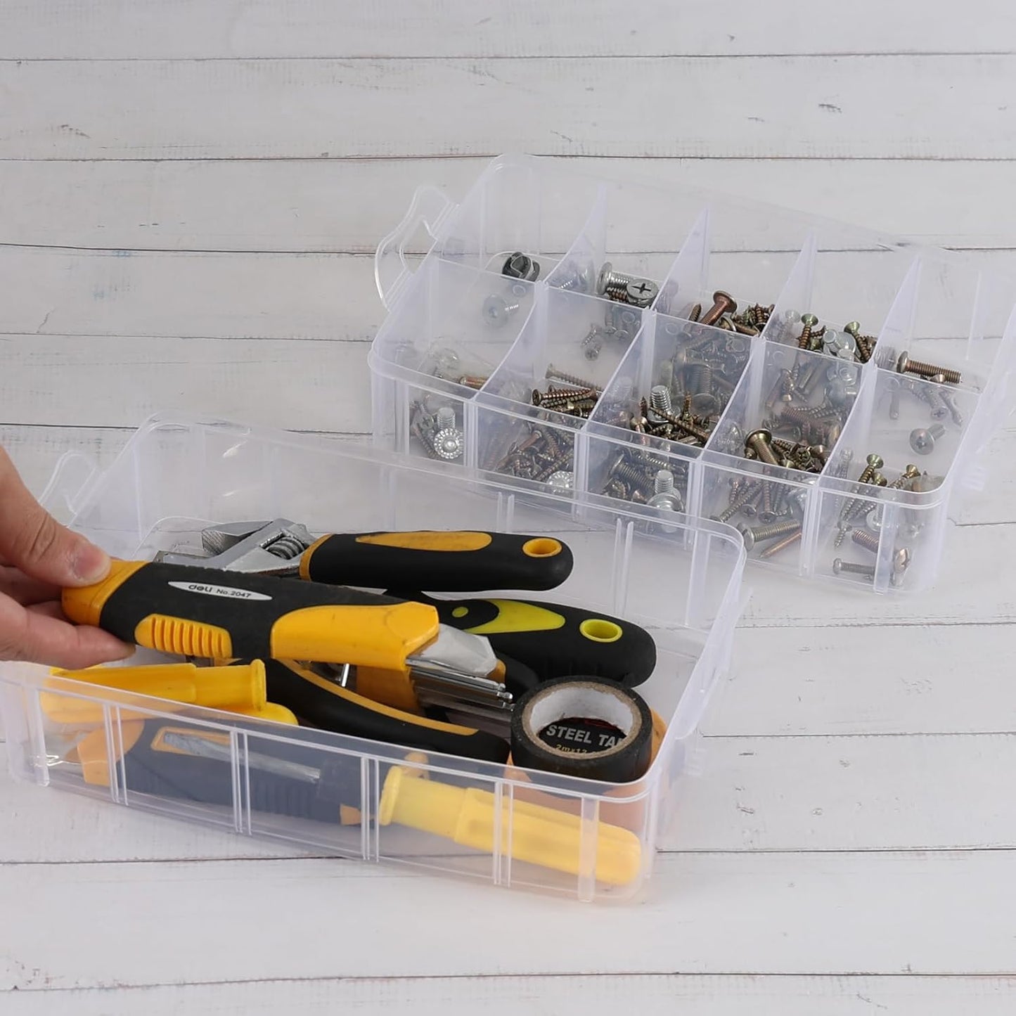 Zopnny 3-Tier Stackable Storage Container with Dividers, Clear Plastic Compartment Organizer Box for Art Crafts, Jewelry, Earrings, Sewing Supplies, Tool, 30 Grids