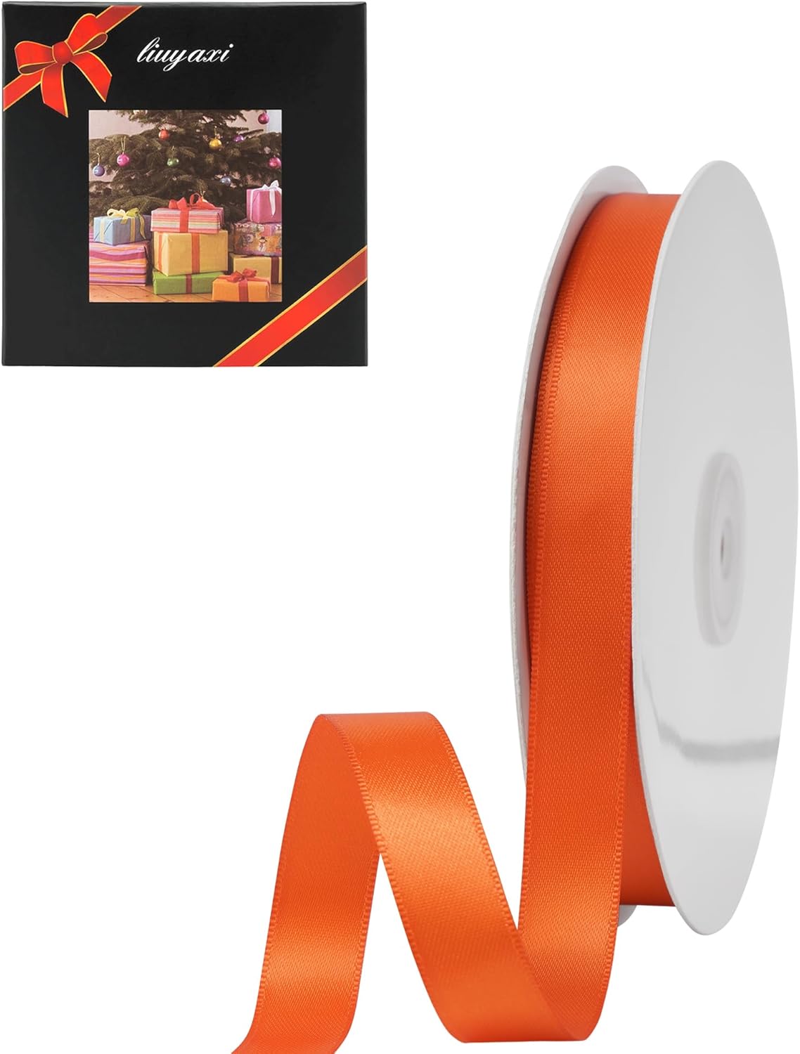 LIUYAXI Torrid Orange Satin Ribbon, Double Faced 5/8" X Continuous 25 Yards Ribbons Perfect for Gift Wrapping Bows Bouquet Wedding Craft and More