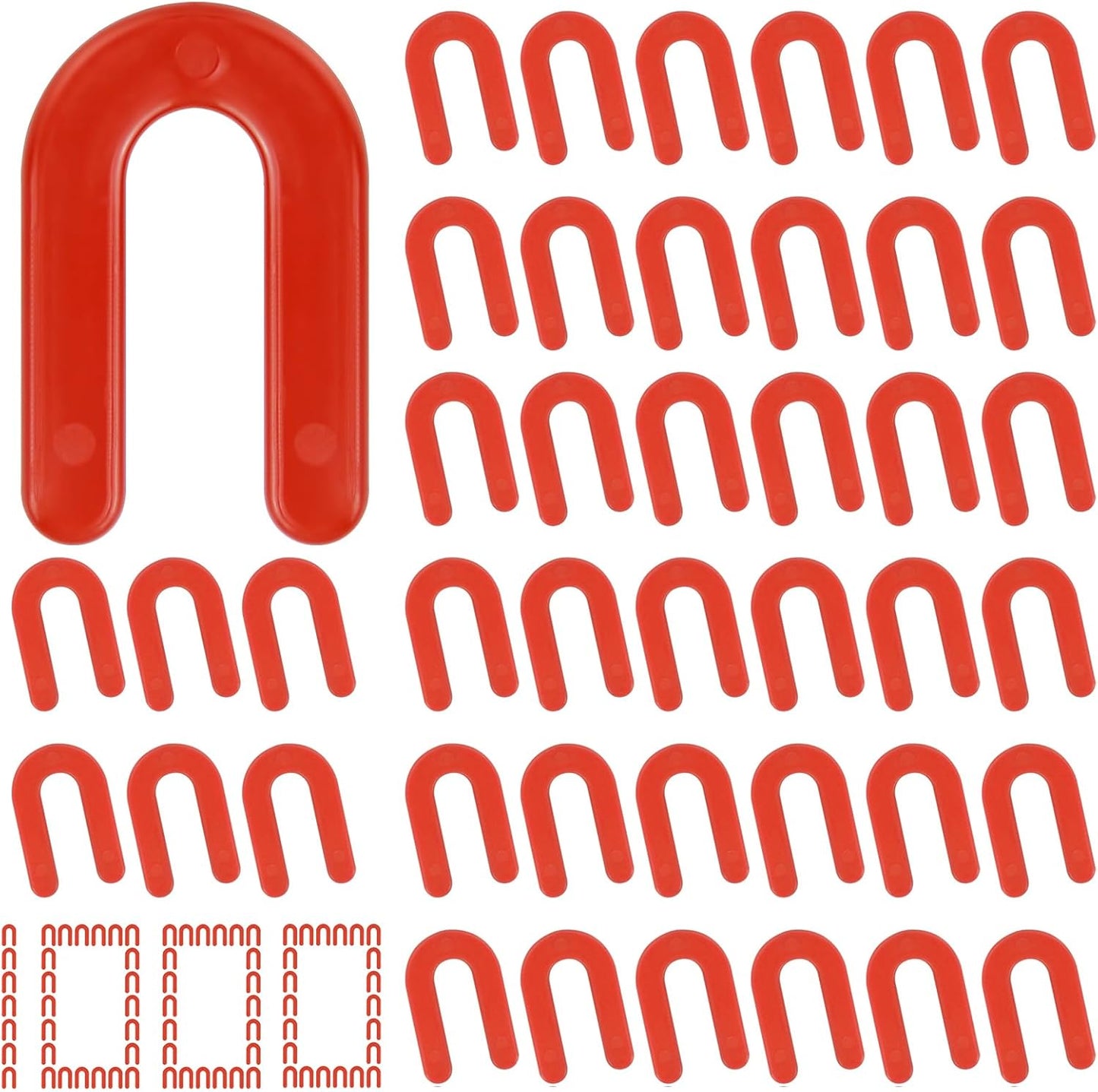 DGSL Tile Leveling System Tile Spacers 1/8 Inch, 1000 pieces Horseshoe Shim U Shape Plastic Tile Leveling Clips for Various Types of Tile Leveling (Red)