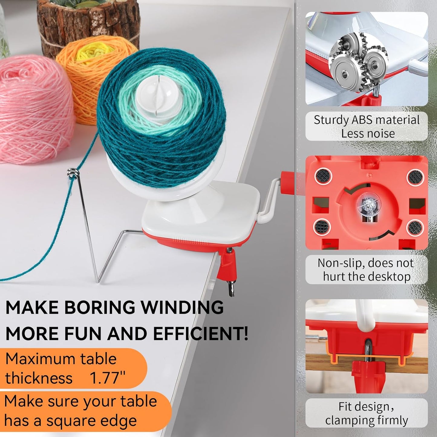 SPEENSUN Yarn Spinner, Yarn Cake Winder, 3.5 OZ Easy-to-Install and Efficiently Yarn Baller with Lower Noise, Yarn Roller for Crochet and Knitting Lover for Yarns Below Size 5