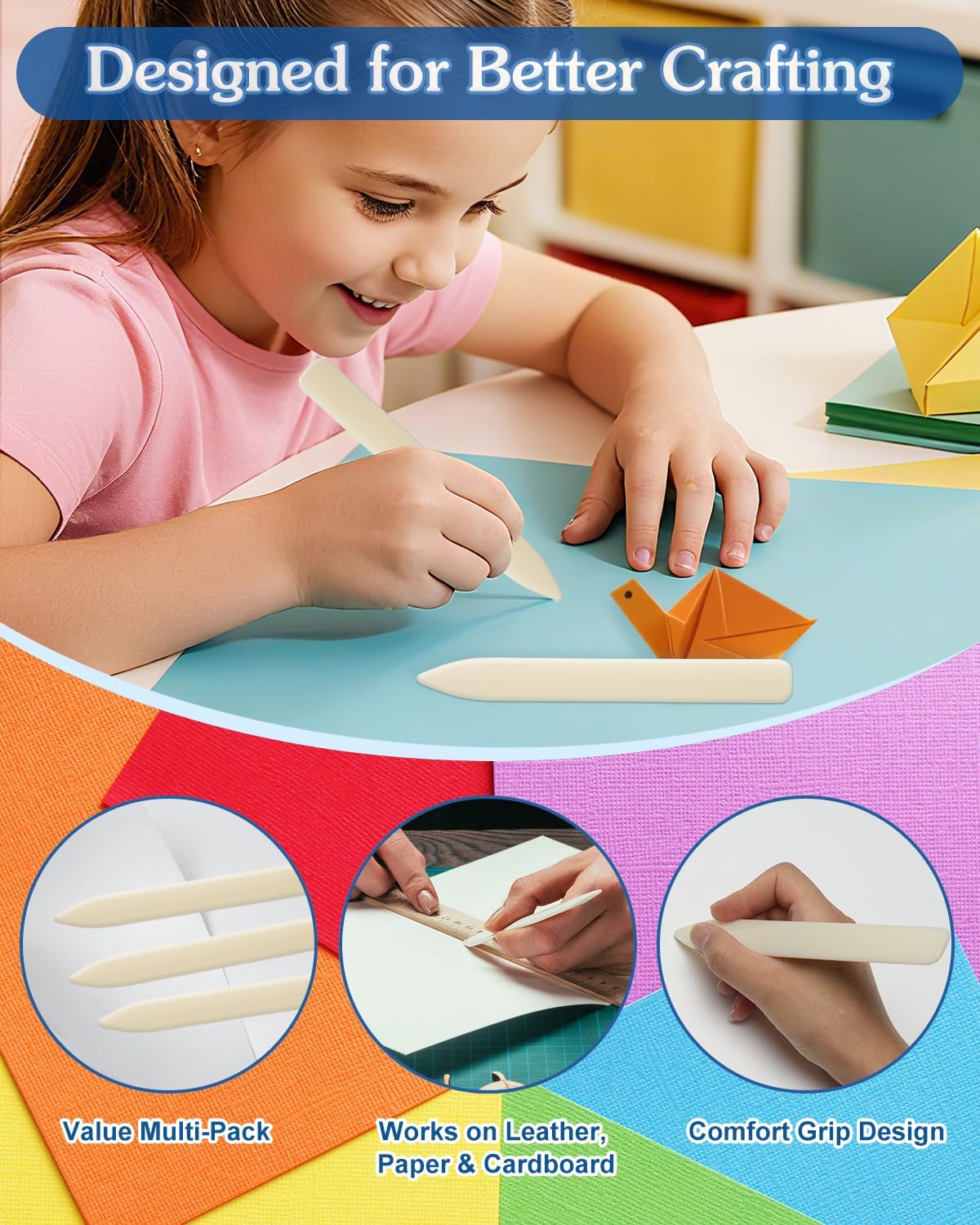 UCEC 20 Pack Premium Bone Folder Tool, Plastic Bone Folder Crafts Scoring Folding Creasing Paper Crafting Supplies Scrapbooking Tool for Paper Leathercrafts Bookbinding & DIY Card Making