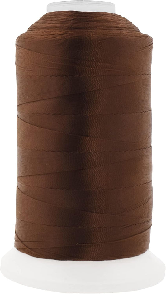Mandala Crafts Brown Heavy Duty Thread - 1500 Yds Tex 90 for Sewing Drapery, Jeans, Leather, Hair - Bonded Polyester for Outdoor, Marine, Upholstery