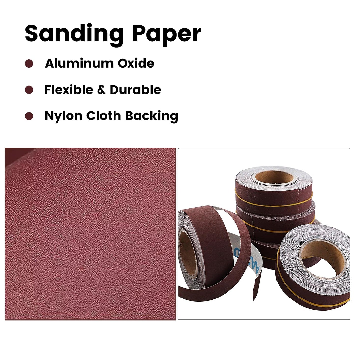 Emery Cloth Roll,4 Grits 1'' x 20FT Abrasive Sandpaper Roll with Dispenser,150 240 320 400 Grit Sand Assortment,Sanding Paper & Sand Paper Sheets for Metal Auto Wood Dry & Wet Polishing(4Rolls 20FT)