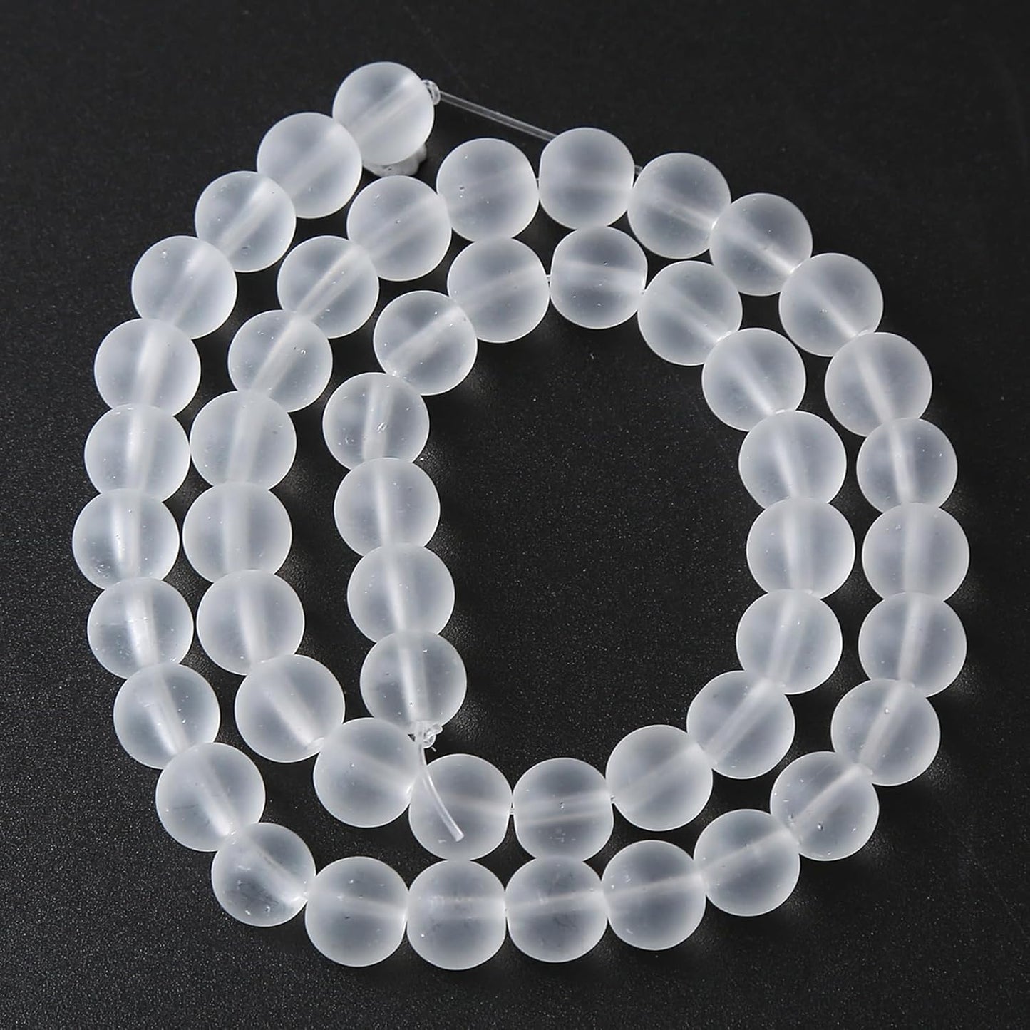 60pcs 6mm Frost White Crystal Glass Beads for Jewelry Making Round Loose Beads DIY Bracelets Necklaces Crystal Energy Healing Stone Beads 15" (6mm, Frost White Glass)