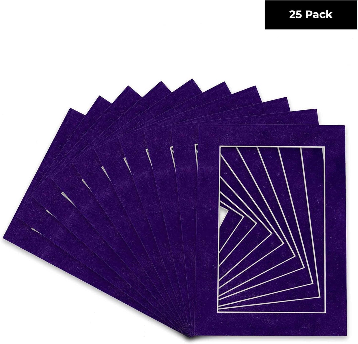 Pack of 25 Acid Free 11x14 Mats Bevel Cut for 8.5x11 Photos - Purple Crocus Suede Precut Matboards With Backing Boards and Clear Photo Mat Bags For Pictures, Photos, Framing - 4-ply Thickness