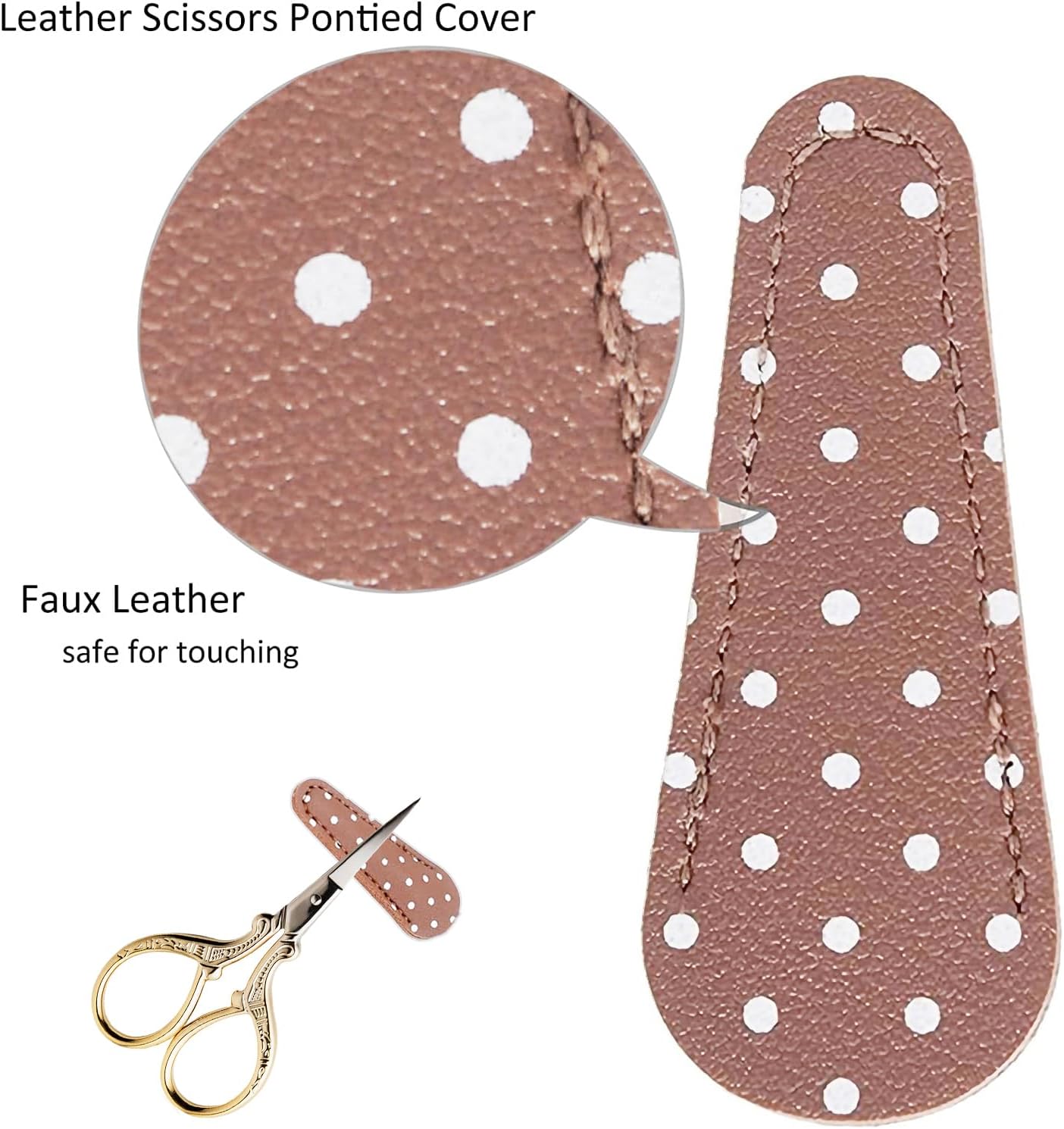 BIHRTC Small Sewing Scissors with Leather Cover Stainless Steel Scissor 3.6inch Gold Office Scissors DIY Tools Dressmaker Small Shears for Sewing Crafting Art Work Threading Needlework