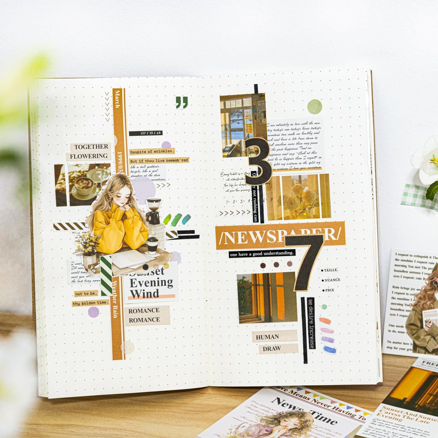 6Pcs Girl Sticker Book Set, Pre-Cut Scrapbook Kits for Journal Supplies DIY Crafting Planner, with Organizer