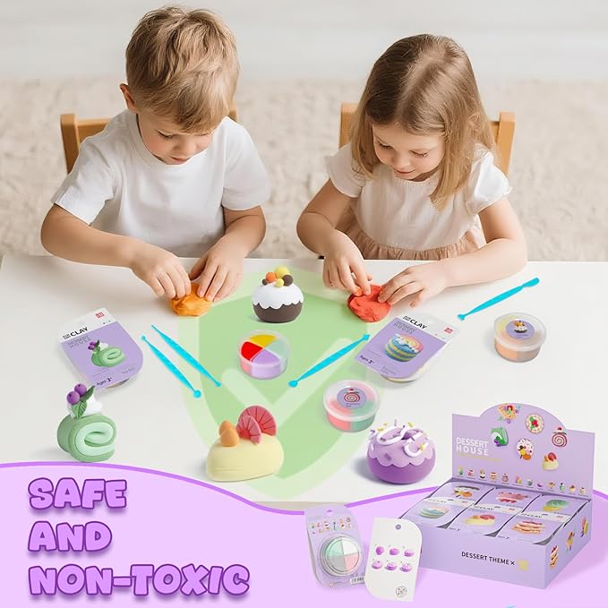 Air Dry Clay for Kids - Modeling Clay Kits, Ultra Light & Soft, Safe & Non-Toxic, 12 Boxes DIY Model Magic Clay with Sculpting Tools & Tutorials, Individual Packs, Creative Art Crafts Toys Gifts