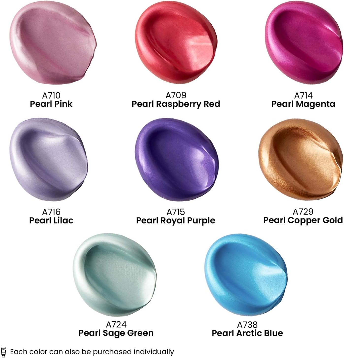 Arteza Metallic Acrylic Paint, Set of 8 Vibrant Essentials Colors 4.06oz Tubes, Rich Pigments, Non Fading, Non Toxic Paints for Artists & Hobby Painte