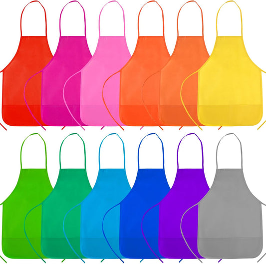 CHRORINE 6/12/24 Pack Kids Painting Apron Toddler Art Aprons for Kids Paint Apron Smock for Painting Cooking Craft Activity
