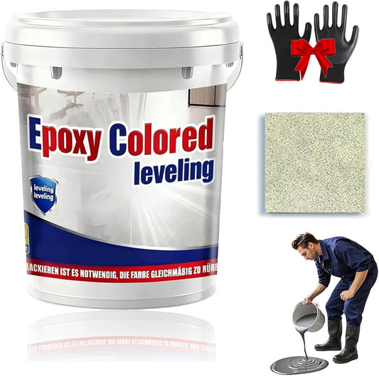 Epoxy Floor Paint, Epoxy Colored Sand Floor Paint, High-Gloss Marble Effect Self-Leveling Coating, Waterproof, Non-Slip, Ultra-Durable for Garage, Basement, Wood Floors (Beige,6.6 lb)
