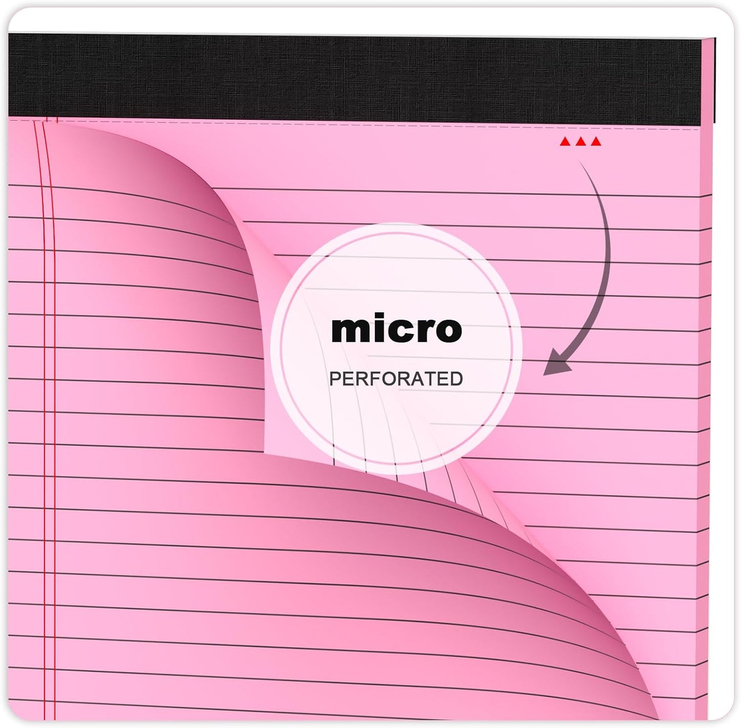 Pink Legal Pad Note Pads 8.5 x 11 inch, Wide Ruled Clear Print Writing Pads 30 Sheets/Pad, 20lb Colored Paper, Perforated Notepad with Sturdy Back (3 Pads Pink)