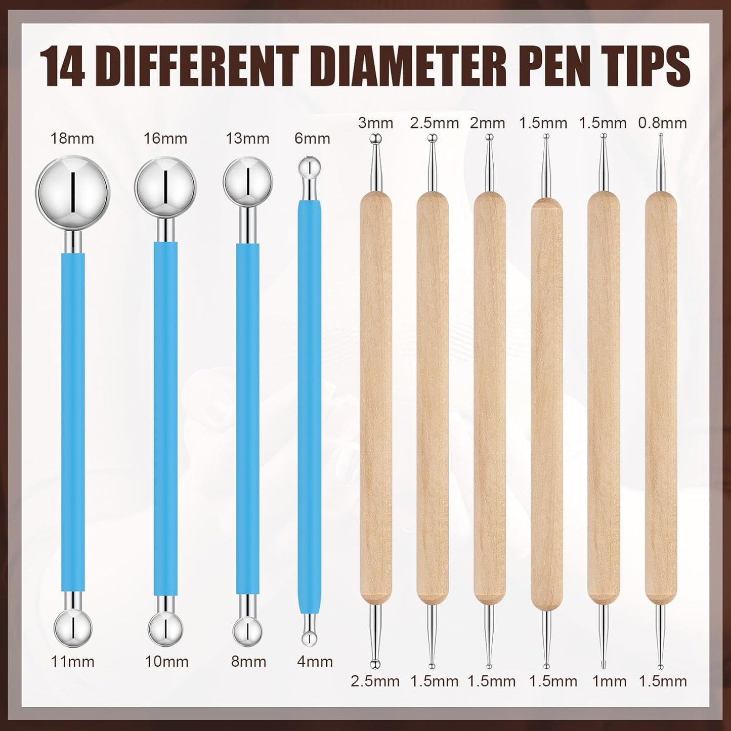 Teenyyou 6 Sets Dot Painting Tools 60 Pcs Clay Pottery Modeling Metal Embossing Tools Ceramic Clay Dotting Supplies for Painting Mandalas Pottery Art Rock