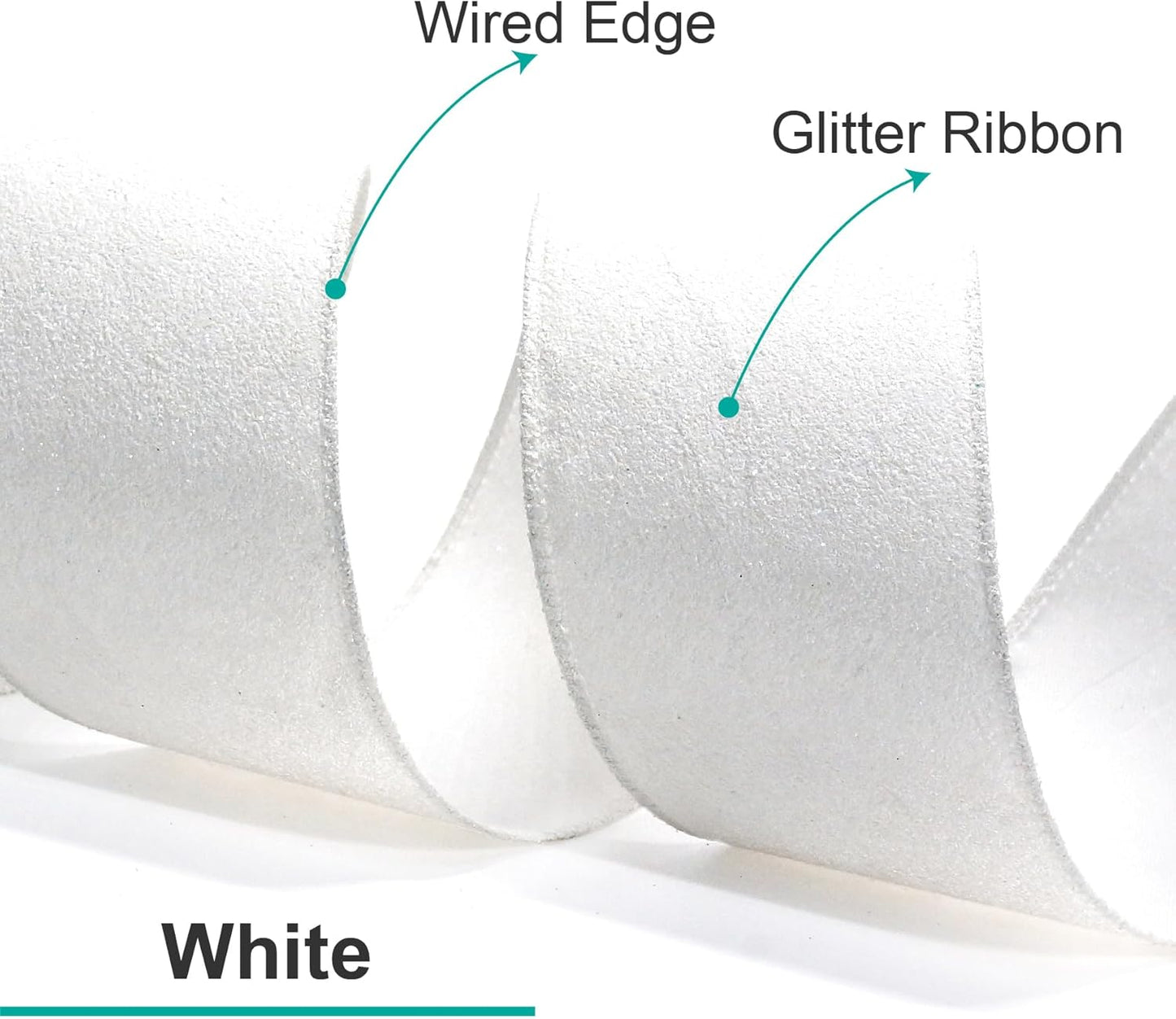 CT CRAFT LLC Glitter Wired Ribbon 6" x 10 Yards White for Christmas Home Decor Bow Gift Wrapping DIY Crafts Wreath