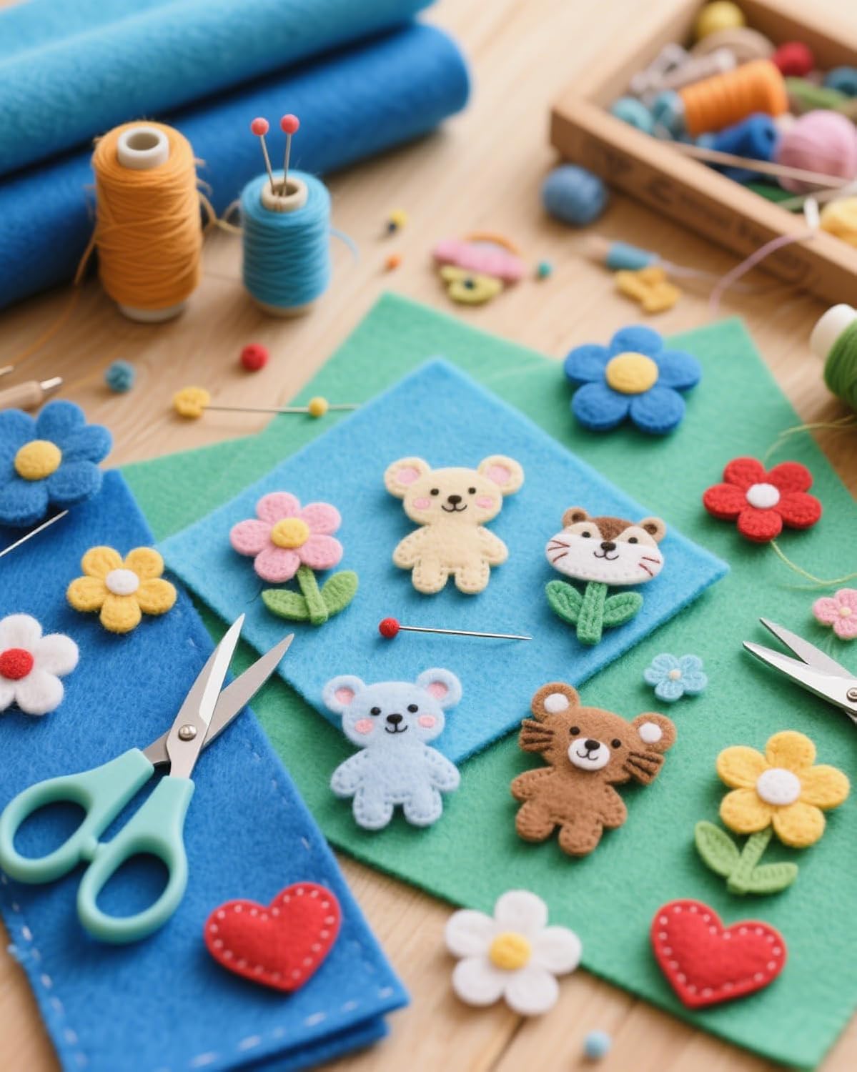 Blue Stiff Felt Sheets for Craftes, 24 Pcs 8 x 12 Inch 1mm Stiff Felt Fabric Sheet Assorted Blue Colors for Craft Supplies