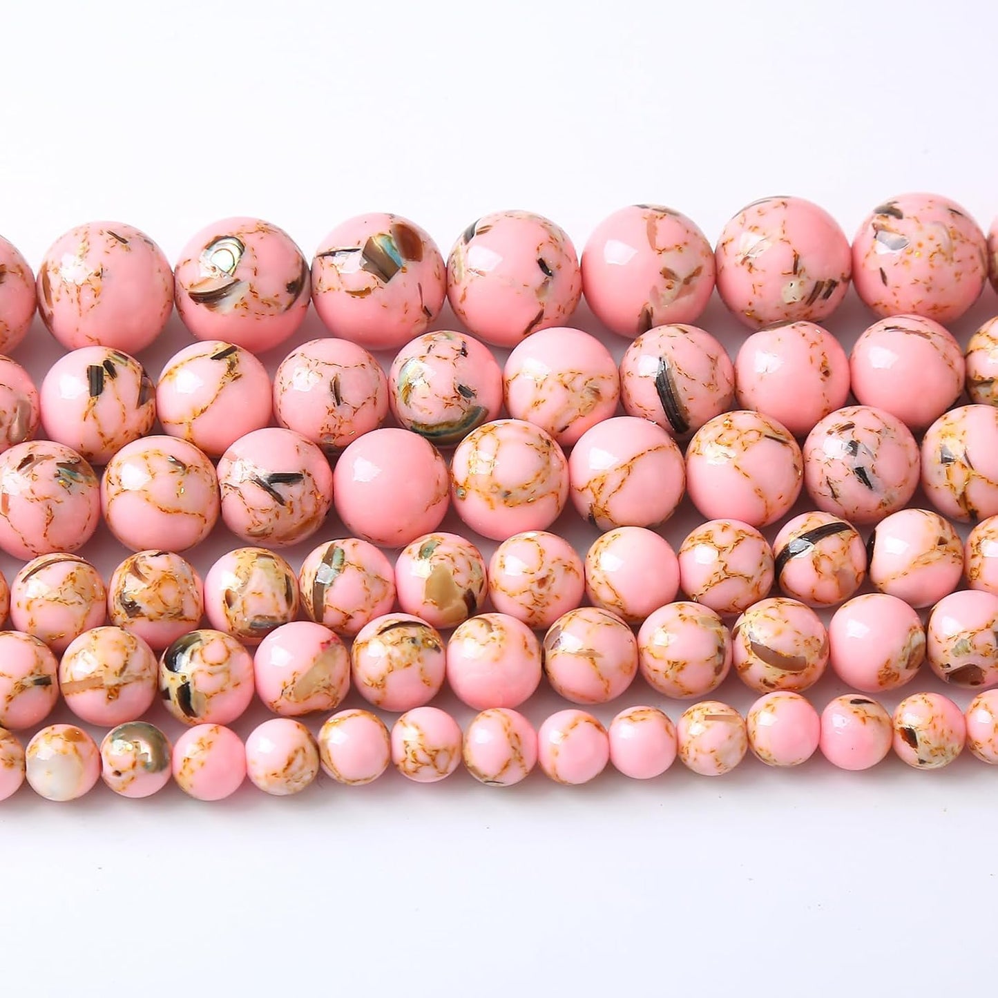 45PCS 8MM Natural Pink Shell Turquoise Beads for Jewelry Making with Mother-of-Pearl Round Loose Beads DIY Bracelet Accessories 15" (8mm, Pink Shell Turquoises)