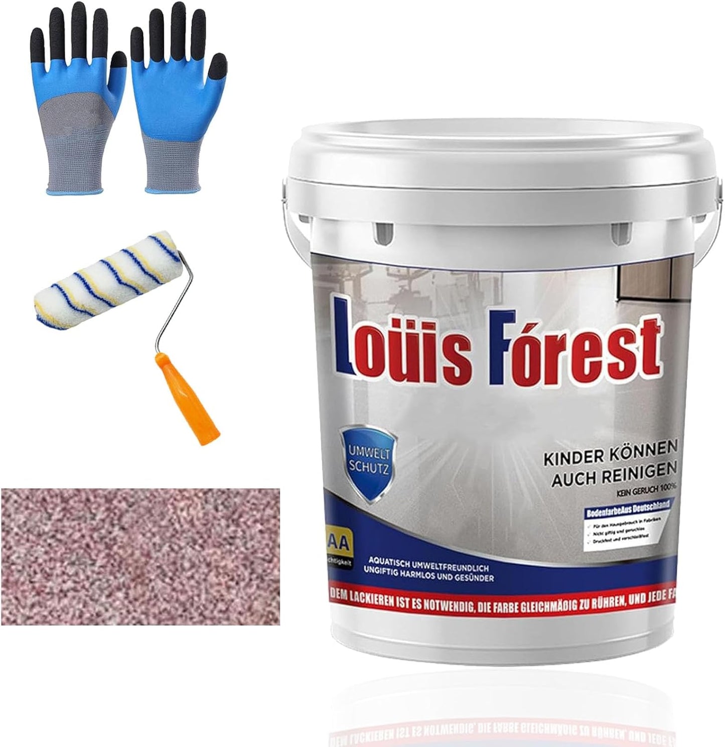 Louis Forest Epoxy Floor Paint, High-Gloss Marble Effect Coating, Epoxy Colored Sand Floor Paint, Wear-Resistant and Non-Slip for Indoor Outdoor (1KG-Peach red)