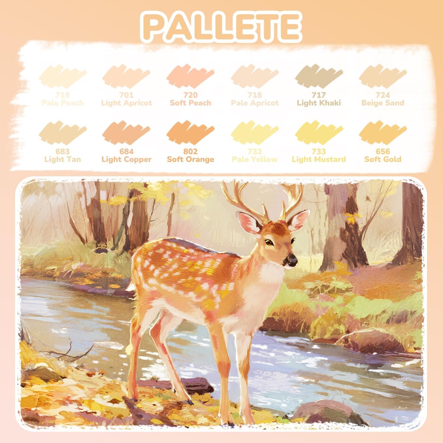 Guangna 12 Skin Tone Acrylic Paint Markers Set, Brush Tip Acrylic Paint Pens for Rock Painting, Wood, Glass, Paper, Coloring Book, Ceramic, Canvas, DIY Crafts, Water-Based Ink