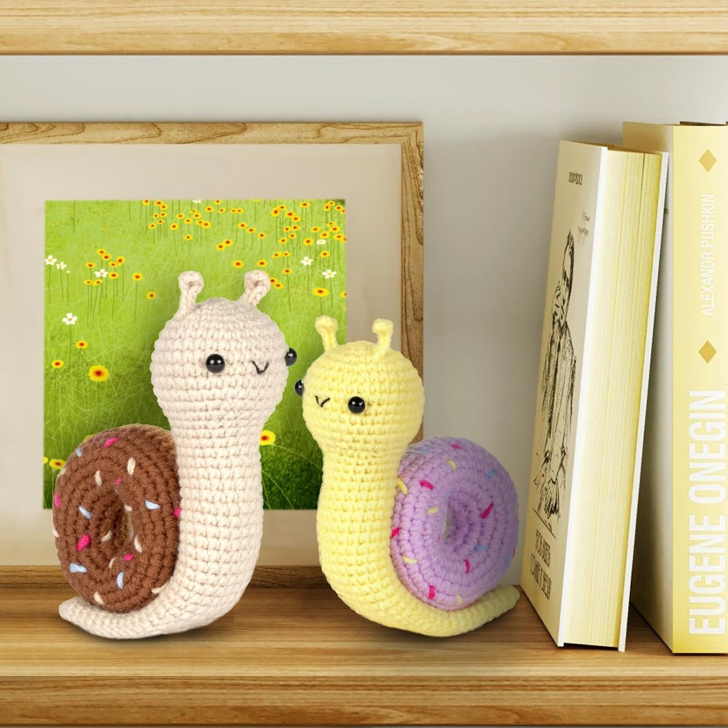 Crochetta Crochet Kit for Beginner, Crochet Starter Kit w Step-by-Step Video Tutorials, Learn to Crochet Kits for Adults & Kids, DIY Knitting Supplies, 2-Pack Snail Couple (40%+ Yarn Content)