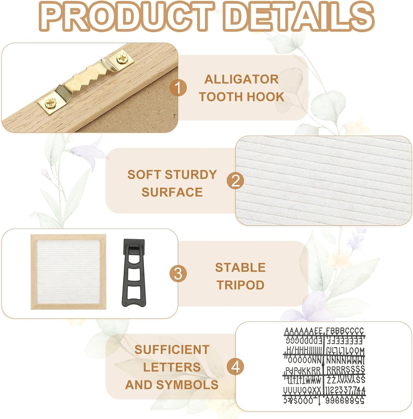 PATIKIL Felt Letter Board, 10x10Inches White Wooden Changeable Message Board with Storage Bag Stand for Kitchen Menu Farmhouse Decor Notes, Black