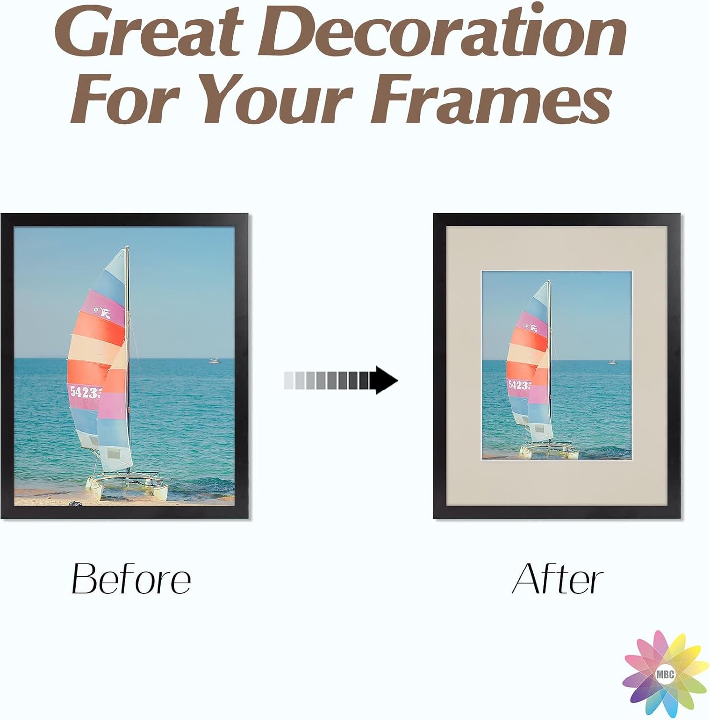 Mat Board Center, Pack of 10, 11x14 Mats for 8x10 Photos Light Gray Color - Bevel Cut, Acid Free, 4-ply Thickness, White Core - for Pictures, Photos, Framing