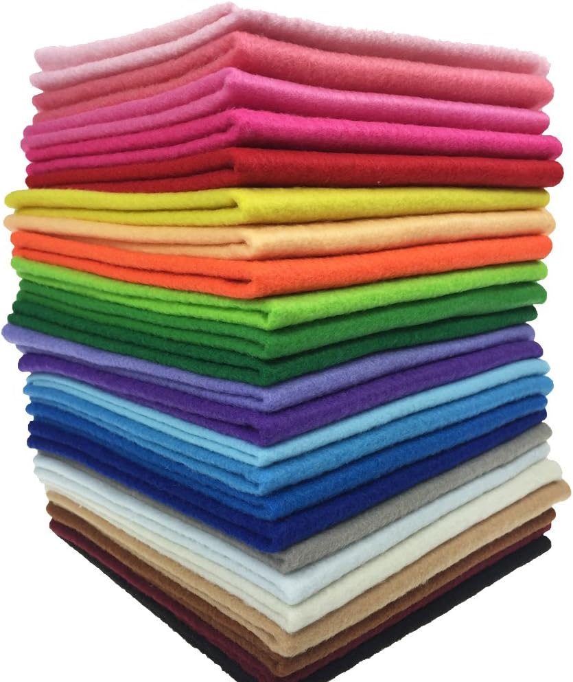 24pcs Thick 1.4mm Soft Felt Fabric Sheet Assorted Color Felt Pack DIY Craft Sewing Squares Nonwoven Patchwork (15 * 15cm)