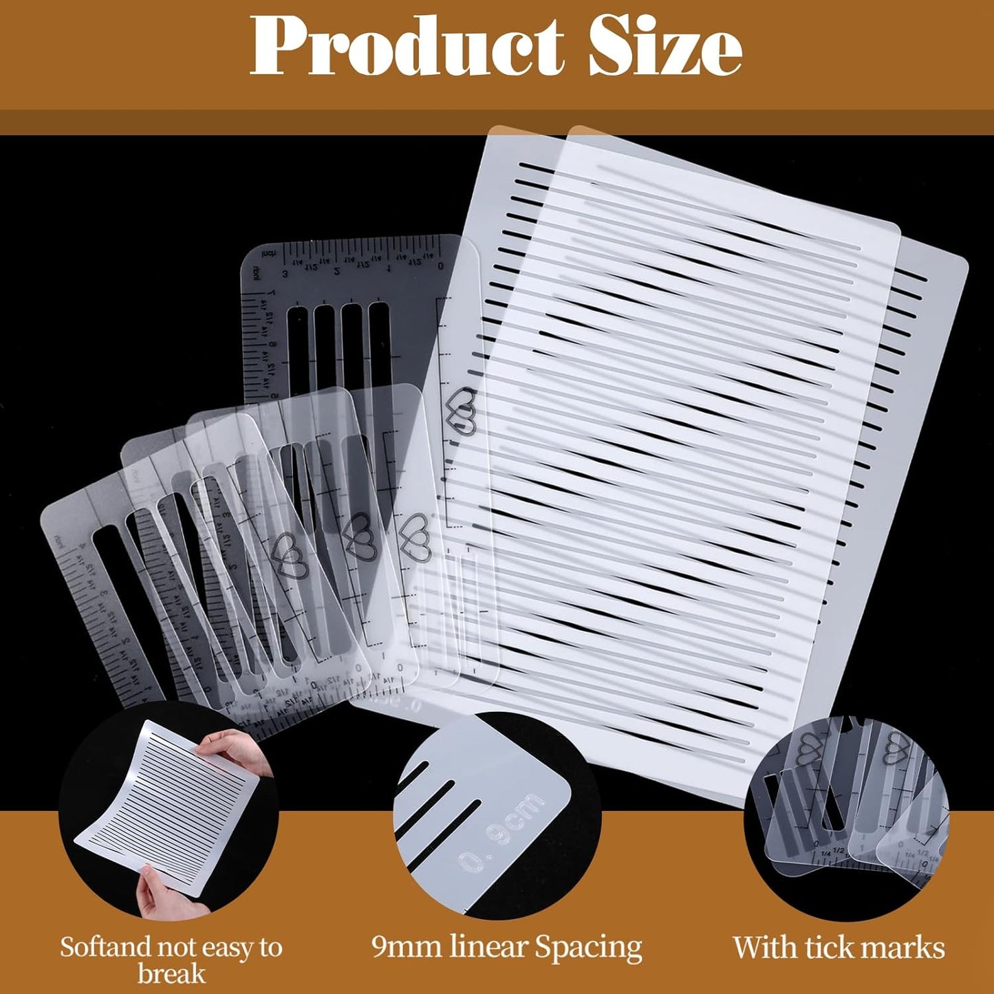 6pcs Straight Line Stencil, Stencils for Journaling,Line Drawing Stencil Lettering Guide,Stencils Templates Set for Card Paper Journal Lettering Writing